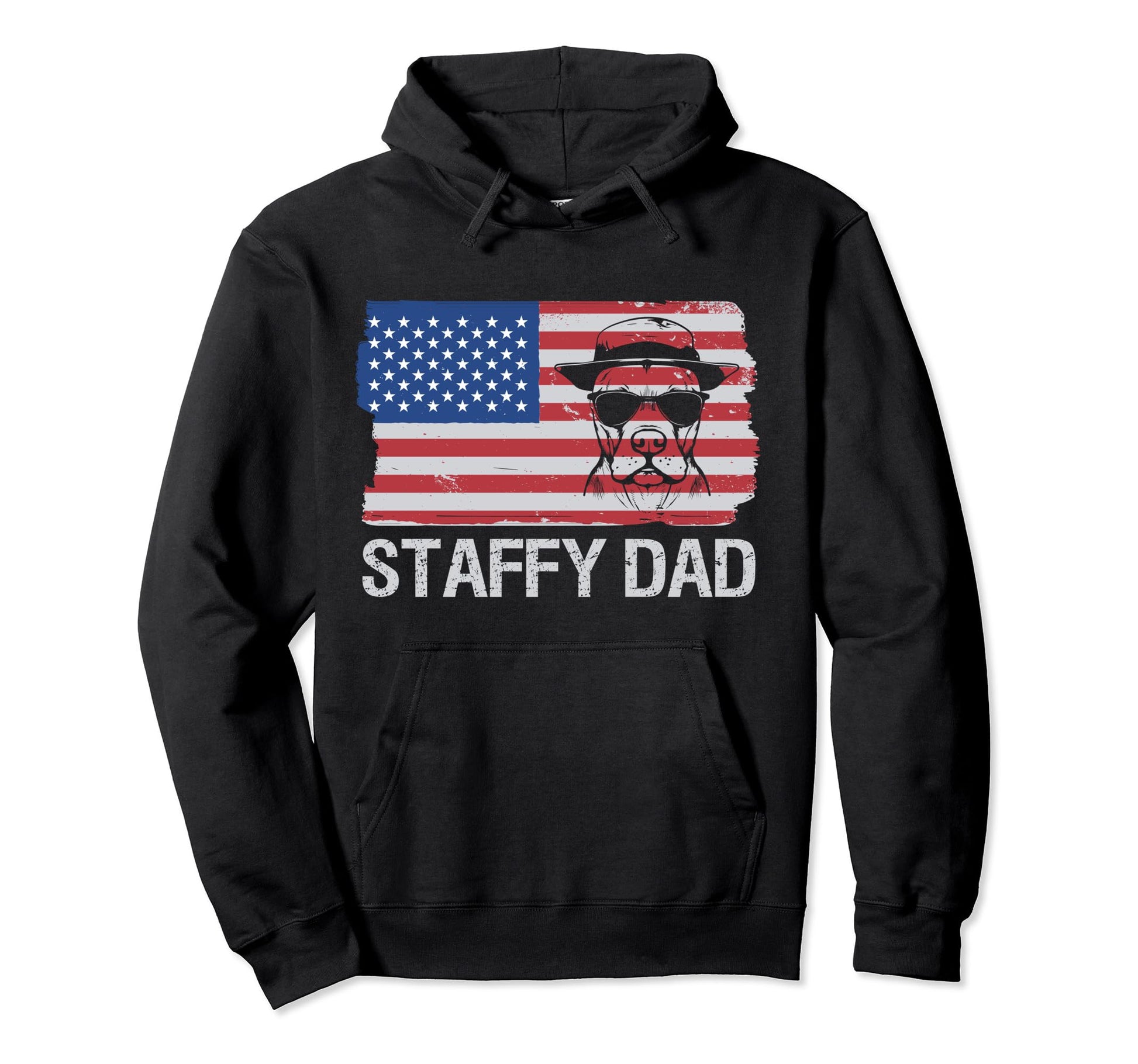 Staffy Dad Usa Flag Pet Staffordshire Hoodie - Streetwear Style for Adults - T-Shirt, Sweatshirt, Hoodie