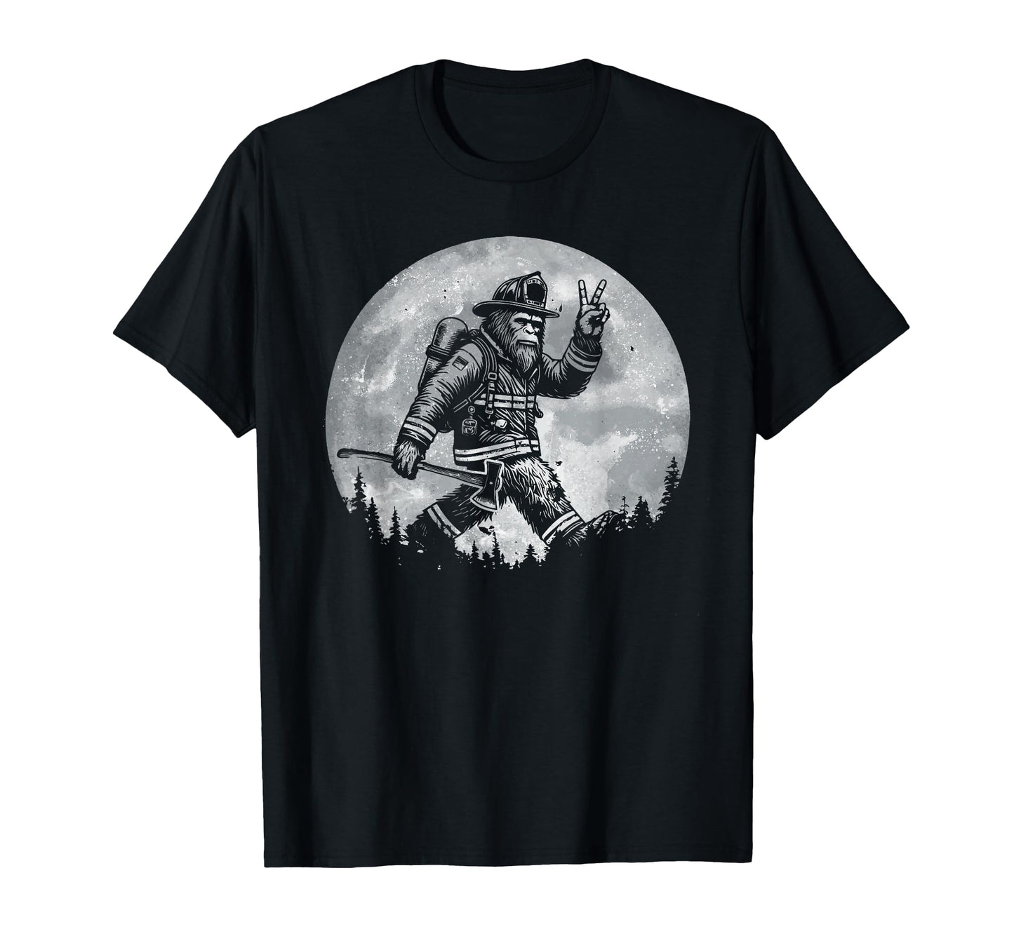 Firefighting Bigfoot Firefighter T-Shirt - Custom Art Print Men Women - T-Shirt, Sweatshirt, Hoodie