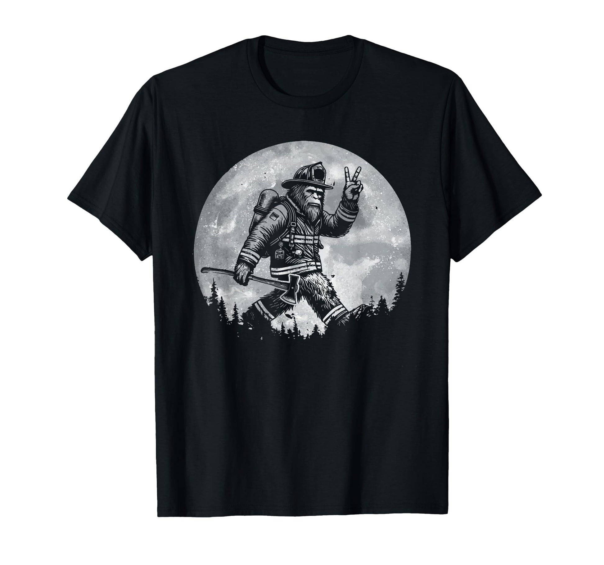 Firefighting Bigfoot Firefighter T-Shirt - Custom Art Print Men Women - T-Shirt, Sweatshirt, Hoodie