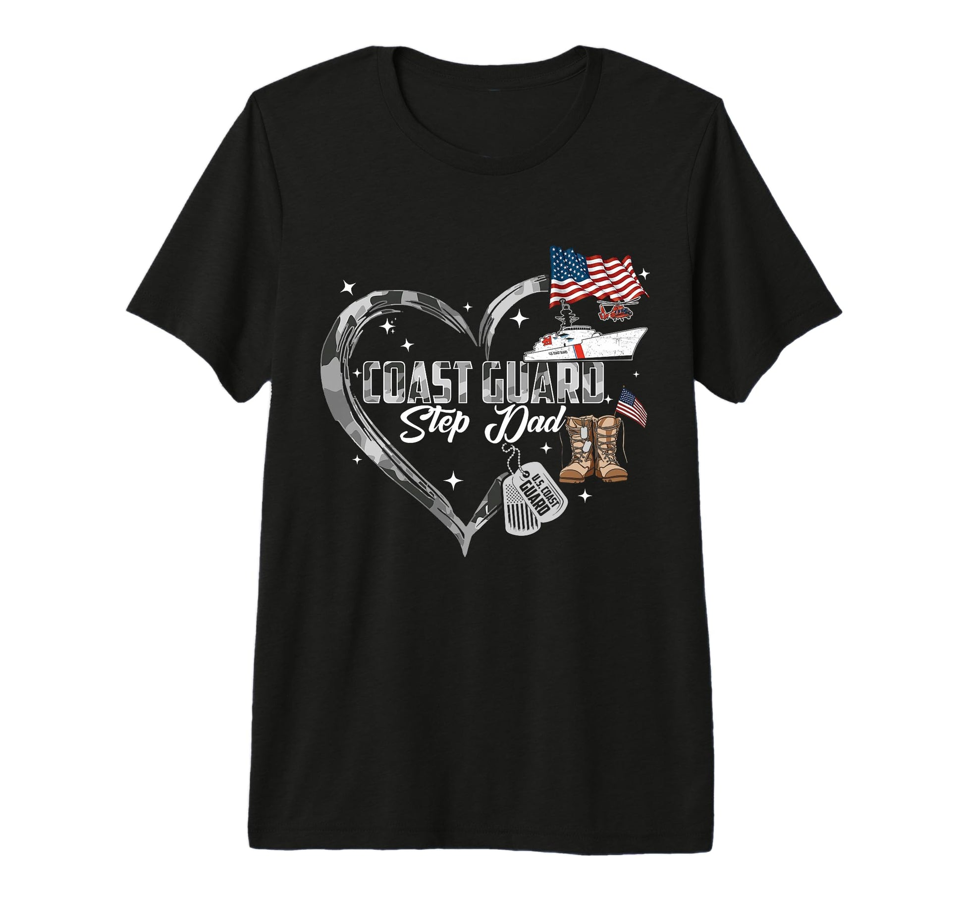 Mens Proud Coast Guard Step Dad Camo T-Shirt - Aesthetic Graphic Men Women - T-Shirt, Sweatshirt, Hoodie