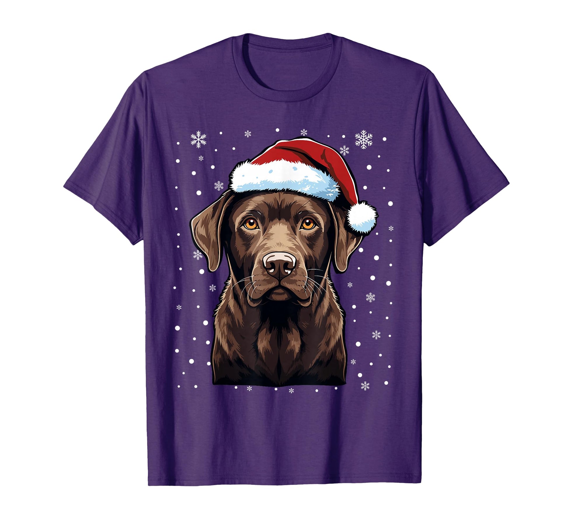 Chocolate Labrador Dog Santa Hat T-Shirt - Casual Everyday Wear for Adults - T-Shirt, Sweatshirt, Hoodie