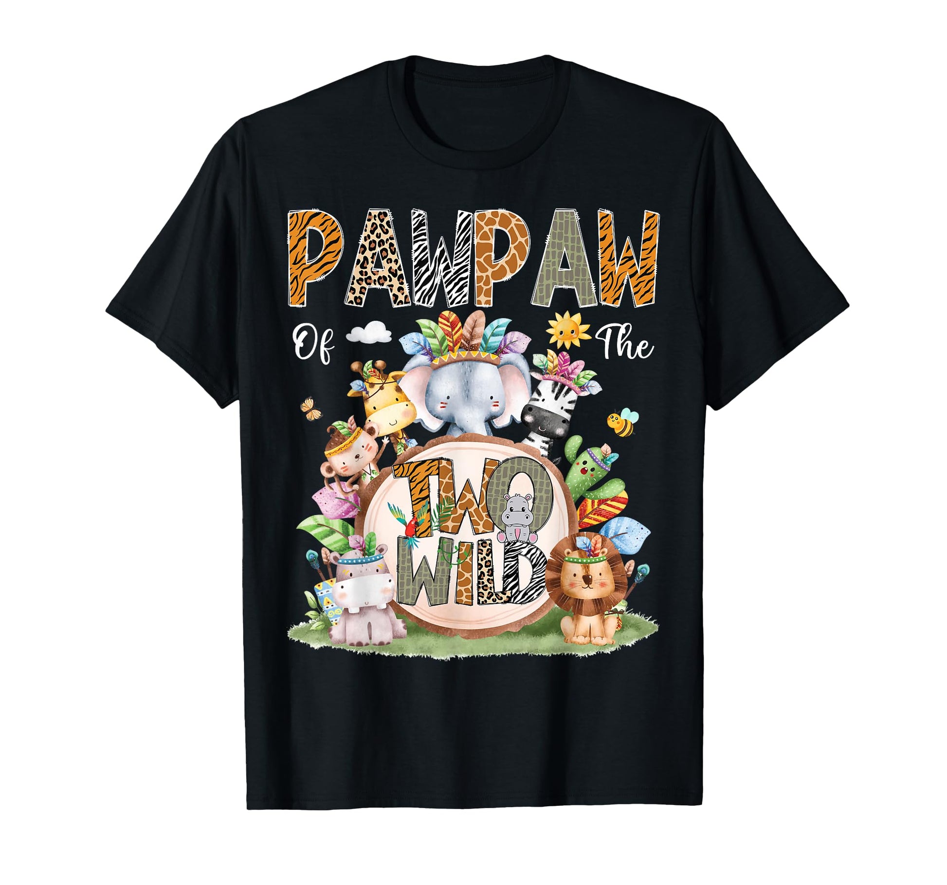 Pawpaw Two Wild 2Nd Birthday Animal T-Shirt - Minimalist Print Men Women - T-Shirt, Sweatshirt, Hoodie