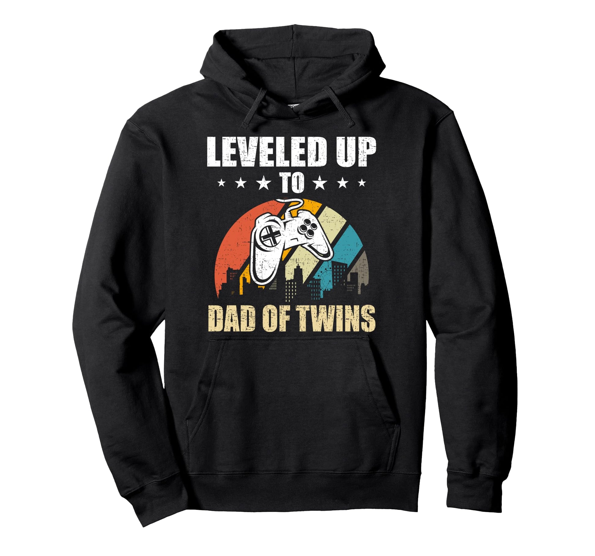 Leveled Up To Dad Twins Video Gamer Gaming Hoodie - Streetwear Style Unisex - T-Shirt, Sweatshirt, Hoodie