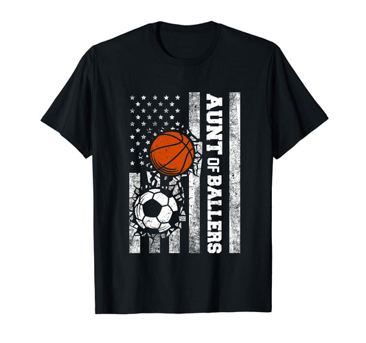 Aunt Ballers Funny Usa Flag Soccer T-Shirt - Minimalist Print Men Women - T-Shirt, Sweatshirt, Hoodie