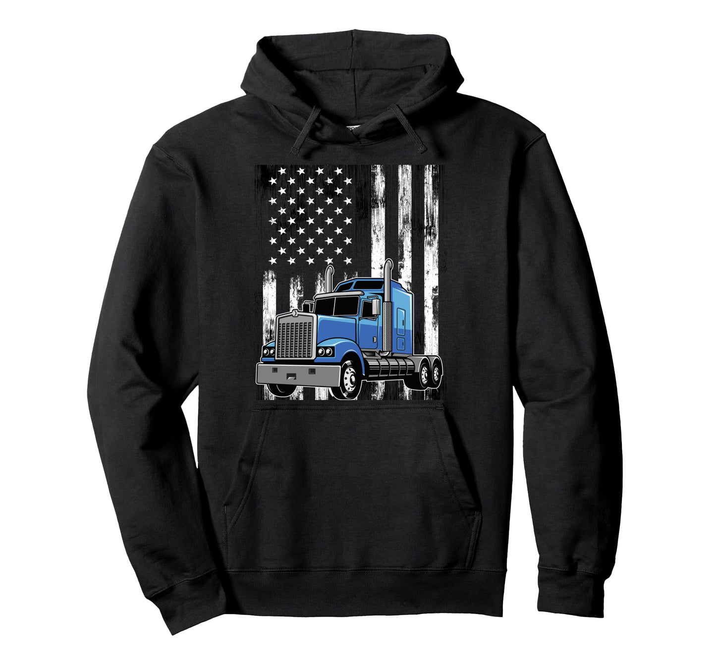 Trucker Dad Truck Driver Art Usa Flag Hoodie - Streetwear Style Men Women - T-Shirt, Sweatshirt, Hoodie
