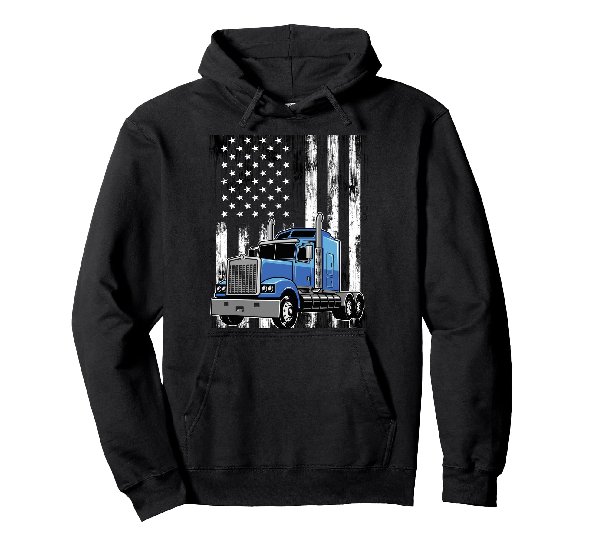 Trucker Dad Truck Driver Art Usa Flag Hoodie - Streetwear Style Men Women - T-Shirt, Sweatshirt, Hoodie