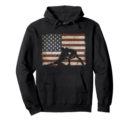 American Wrestling Us Flag Wrestling Hoodie - Trendy Graphic for Adults - T-Shirt, Sweatshirt, Hoodie