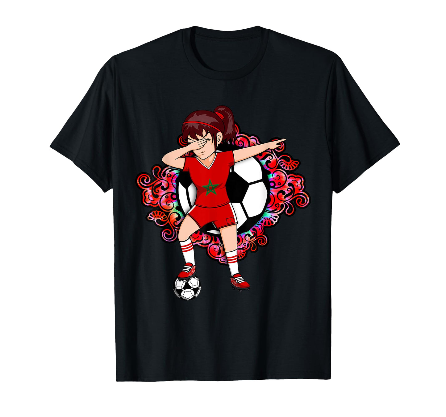 Dabbing Soccer Morocco Jersey Floral T-Shirt - Aesthetic Graphic Men Women - T-Shirt, Sweatshirt, Hoodie