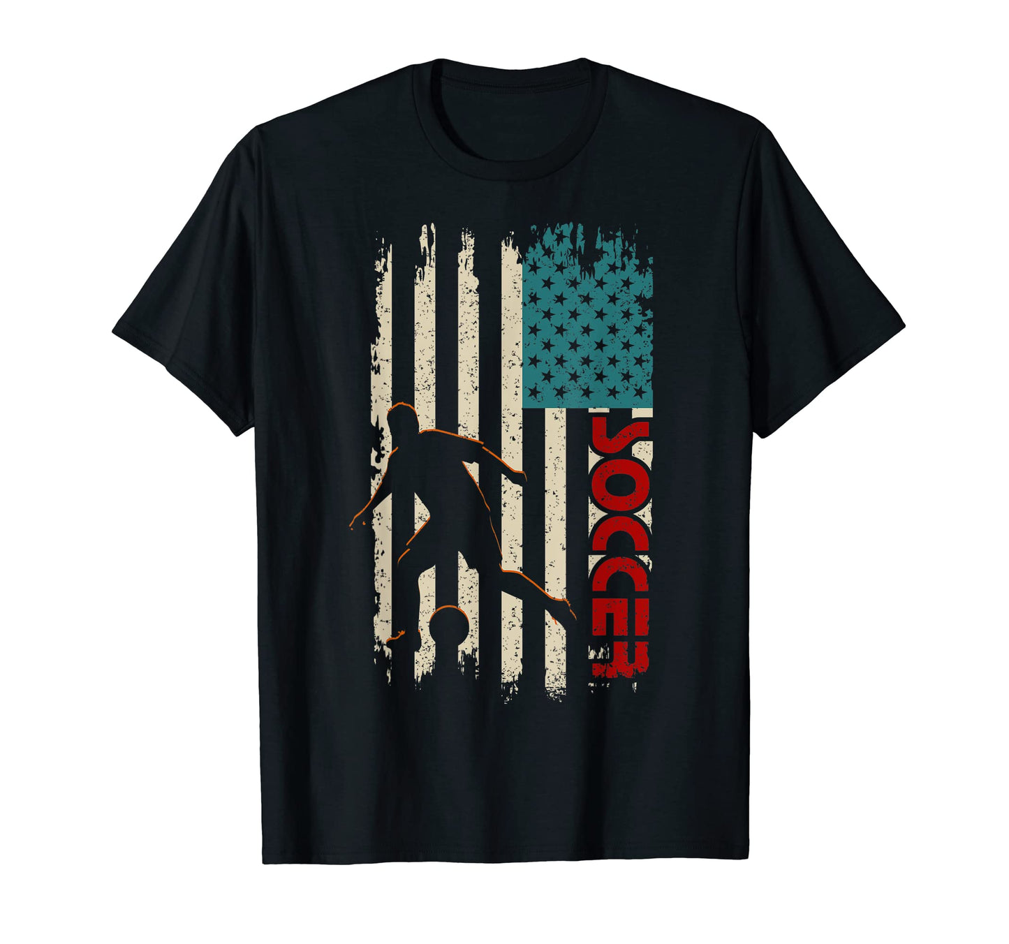 Soccer American Flag Sports Patriotic T-Shirt - Fun Novelty Design Unisex - T-Shirt, Sweatshirt, Hoodie