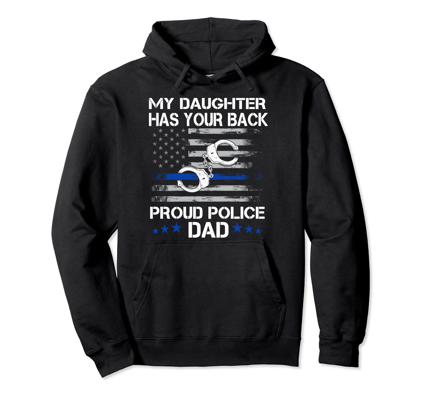 Proud Dad Police Officer Thin Blue Hoodie - Aesthetic Graphic for Adults - T-Shirt, Sweatshirt, Hoodie