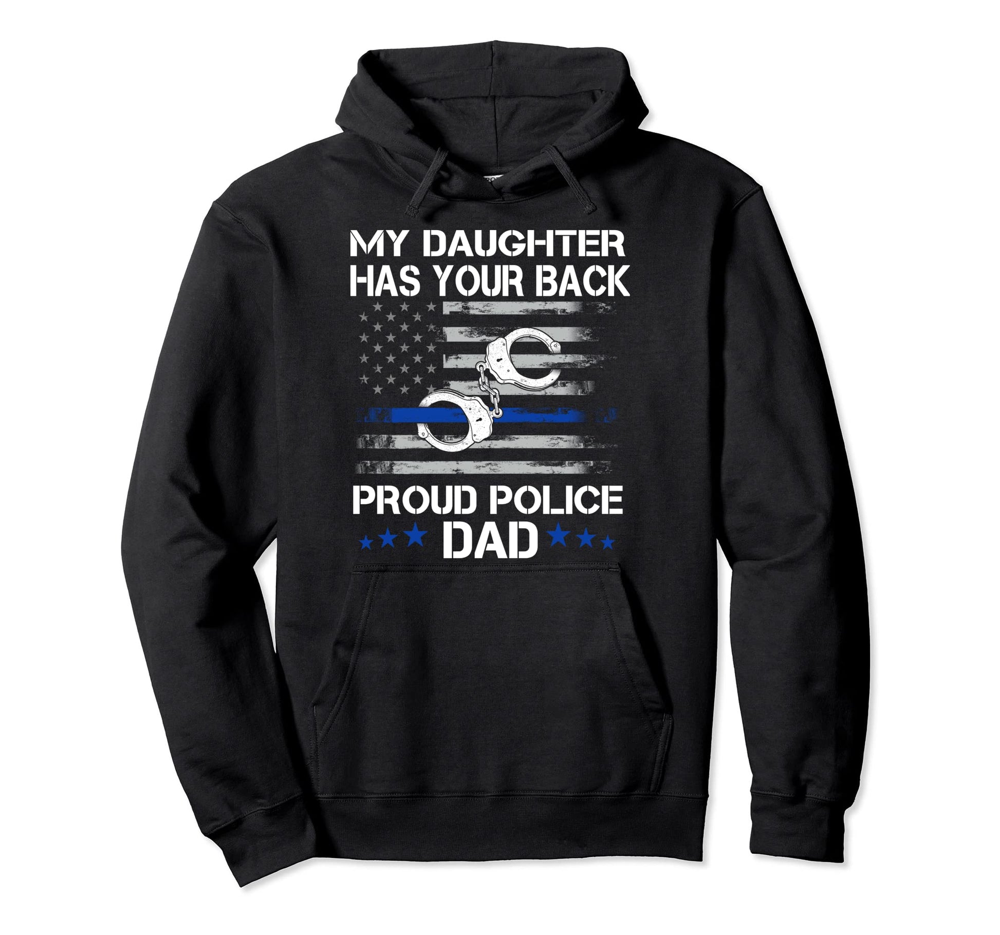Proud Dad Police Officer Thin Blue Hoodie - Aesthetic Graphic for Adults - T-Shirt, Sweatshirt, Hoodie