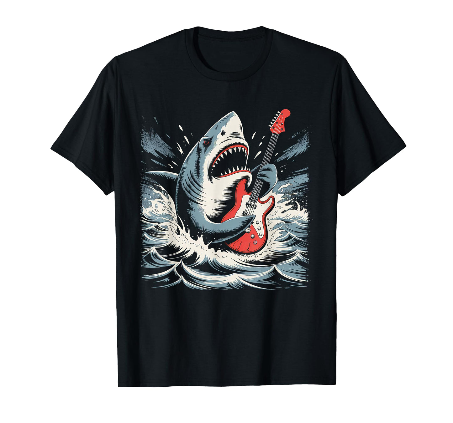 Shark Playing Guitar Guitarist T-Shirt - Unique Graphic for Adults - T-Shirt, Sweatshirt, Hoodie