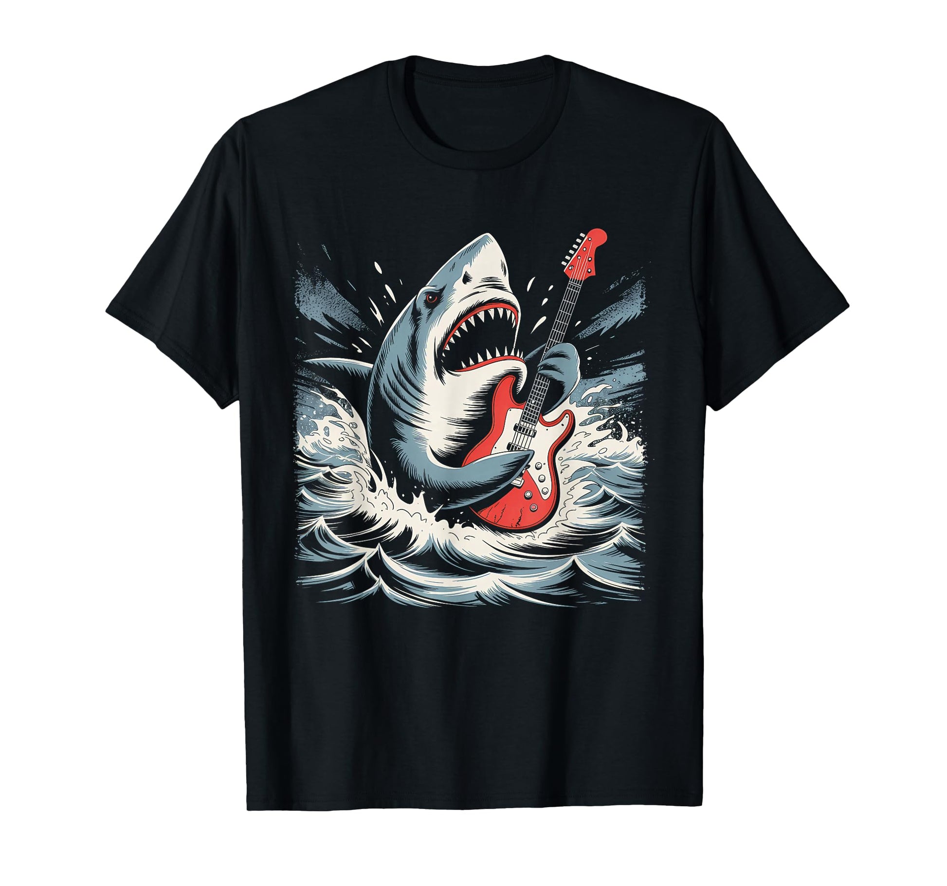Shark Playing Guitar Guitarist T-Shirt - Unique Graphic for Adults - T-Shirt, Sweatshirt, Hoodie