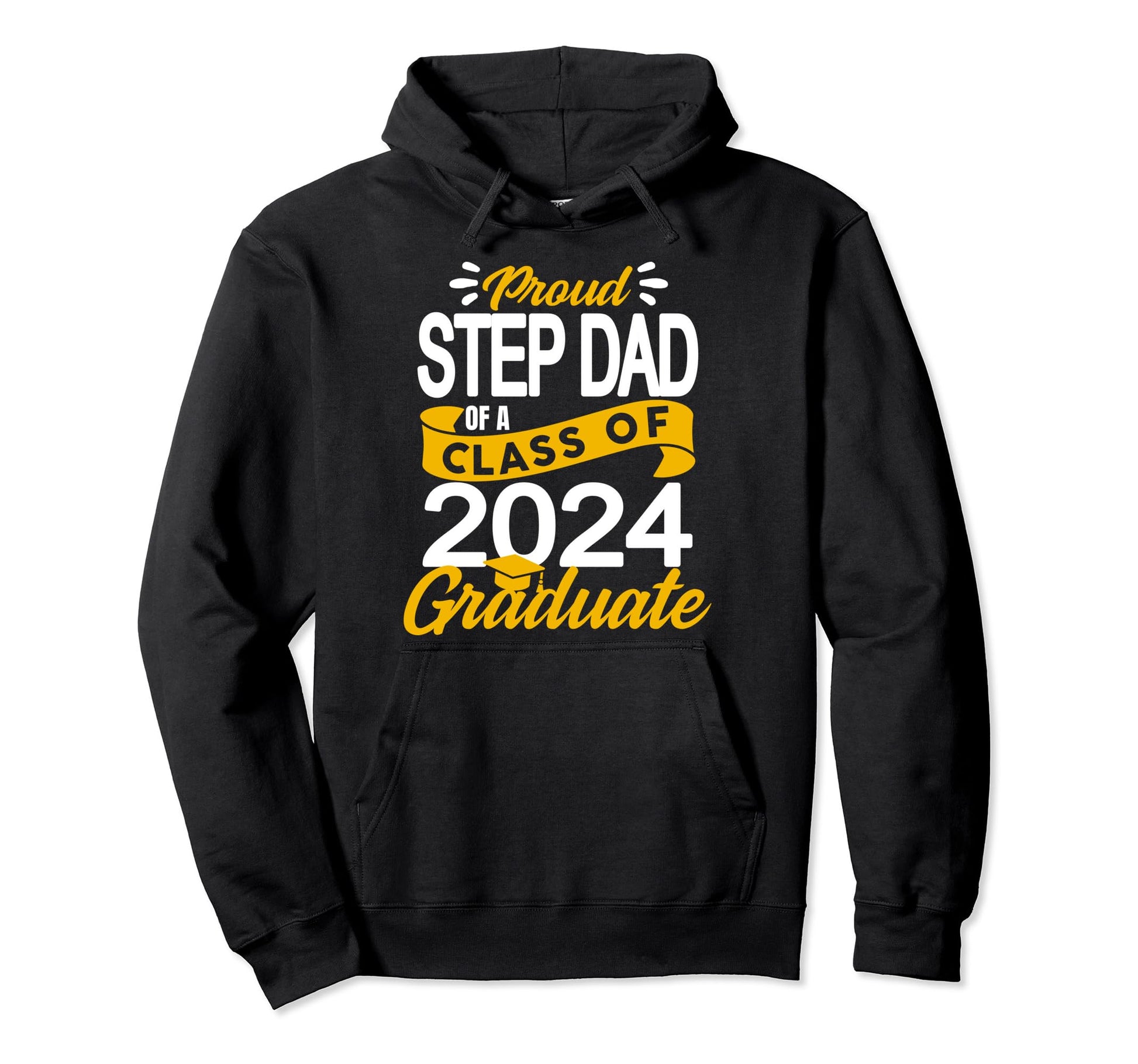 Proud Step Dad Class 2024 Graduate Senior Hoodie - Graphic Print Men Women - T-Shirt, Sweatshirt, Hoodie
