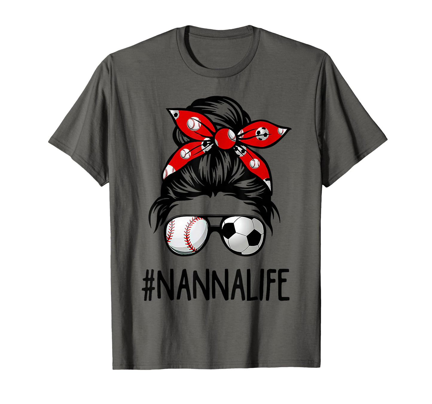 Bleached Nanna Life Soccer Messy Bun T-Shirt - Minimalist Print Unisex - T-Shirt, Sweatshirt, Hoodie