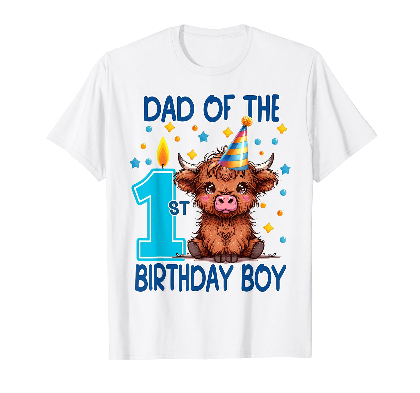 Dad 1St Birthday Fluffy Cow Hat Decoration T-Shirt - Trendy Graphic Unisex - T-Shirt, Sweatshirt, Hoodie