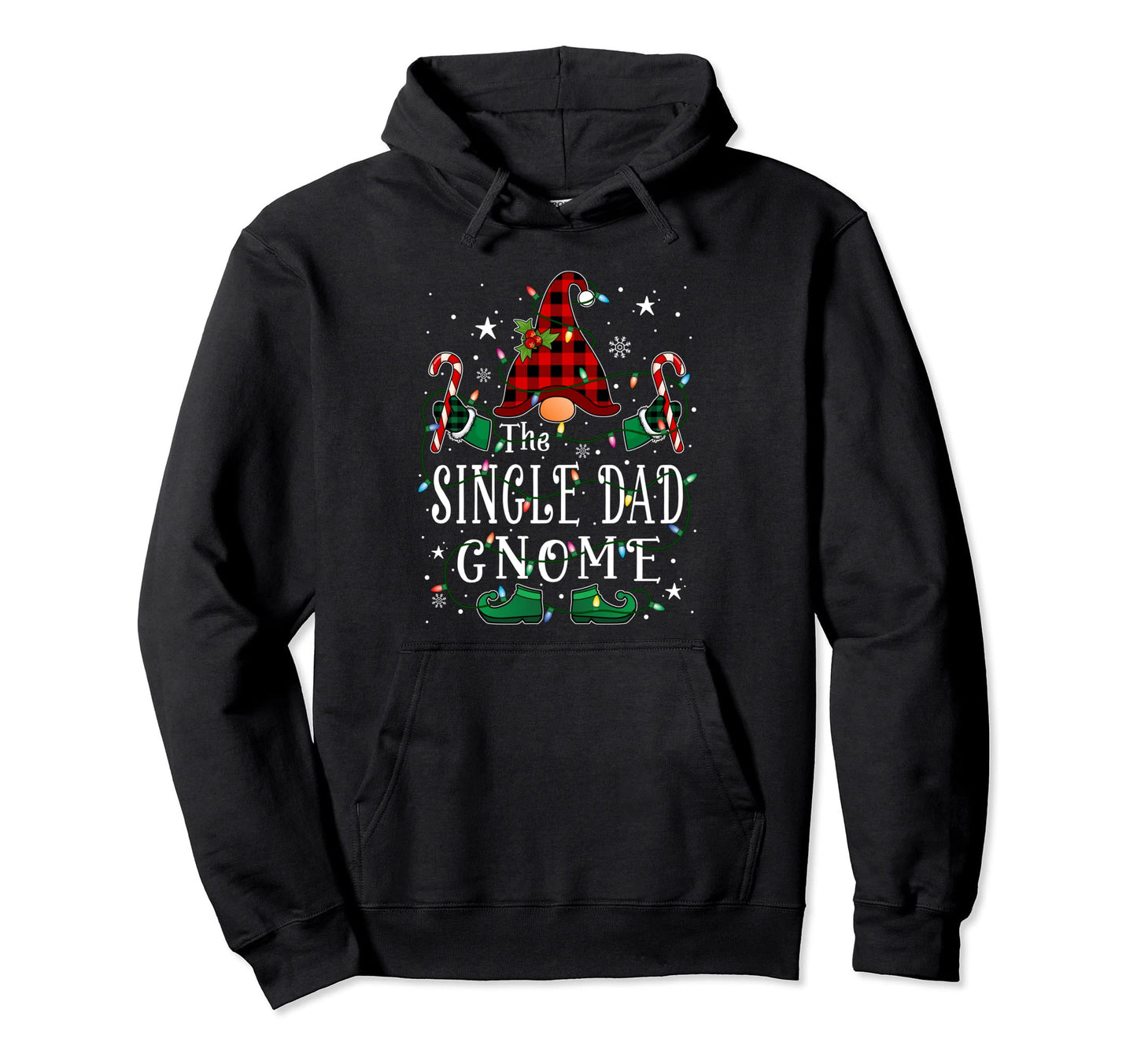 Single Dad Gnome Buffalo Plaid Hoodie - Fun Novelty Design for Adults - T-Shirt, Sweatshirt, Hoodie