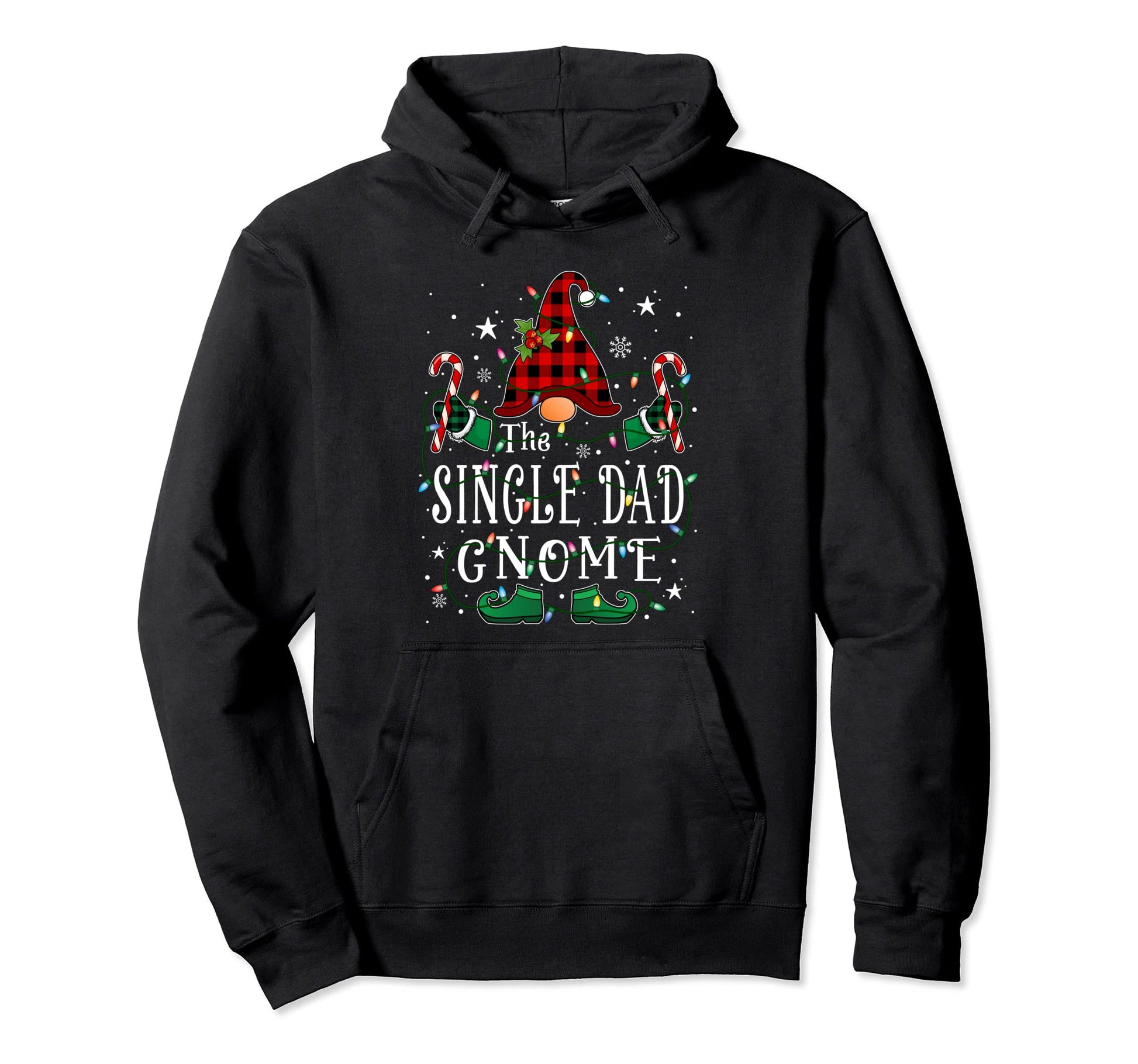 Single Dad Gnome Buffalo Plaid Hoodie - Fun Novelty Design for Adults - T-Shirt, Sweatshirt, Hoodie