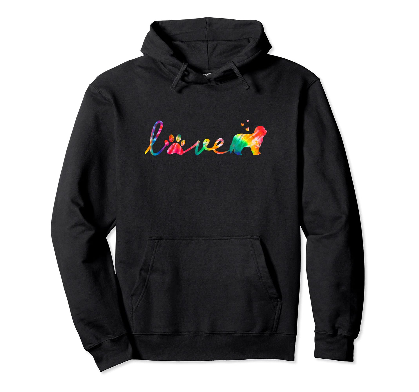 Love Bearded Collie Tie Dye Paw Mom Dad Hoodie - Unique Graphic Men Women - T-Shirt, Sweatshirt, Hoodie