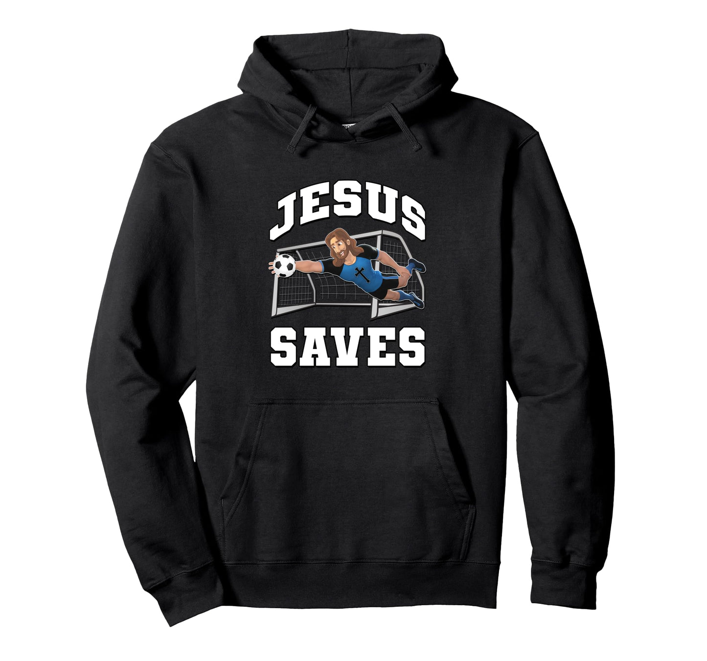 Jesus Saves Soccer Goal Hoodie - Minimalist Print Men Women - T-Shirt, Sweatshirt, Hoodie