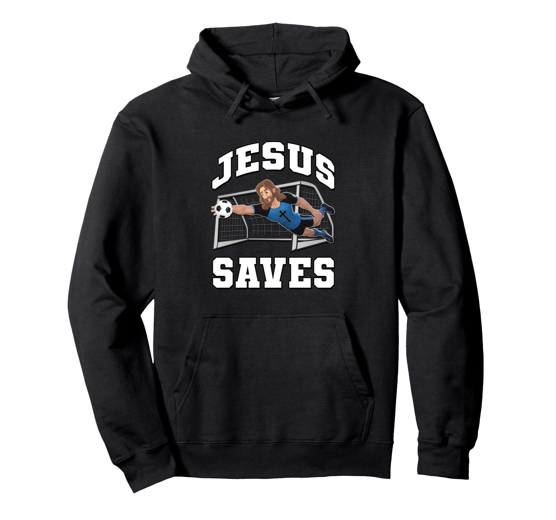 Jesus Saves Soccer Goal Hoodie - Minimalist Print Men Women - T-Shirt, Sweatshirt, Hoodie