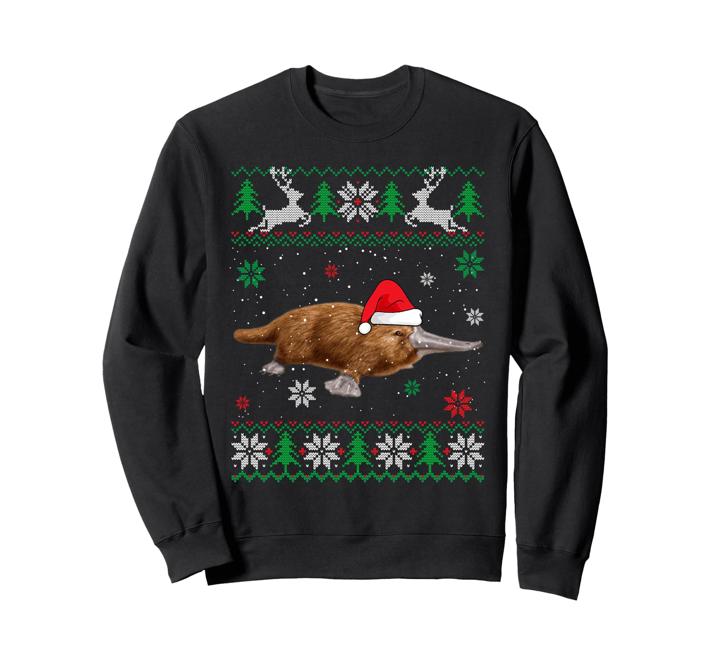 Ugly Platypus Lover Santa Hat Sweatshirt - Custom Art Print Men Women - T-Shirt, Sweatshirt, Hoodie