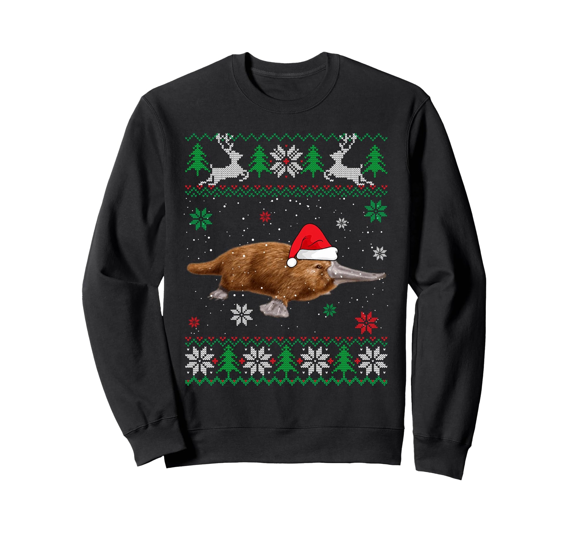 Ugly Platypus Lover Santa Hat Sweatshirt - Custom Art Print Men Women - T-Shirt, Sweatshirt, Hoodie