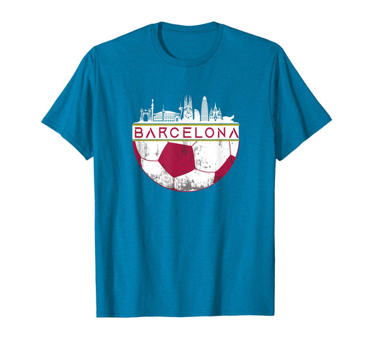 Barcelona City Skyline Soccer Sports T-Shirt - Novelty Apparel for Adults - T-Shirt, Sweatshirt, Hoodie