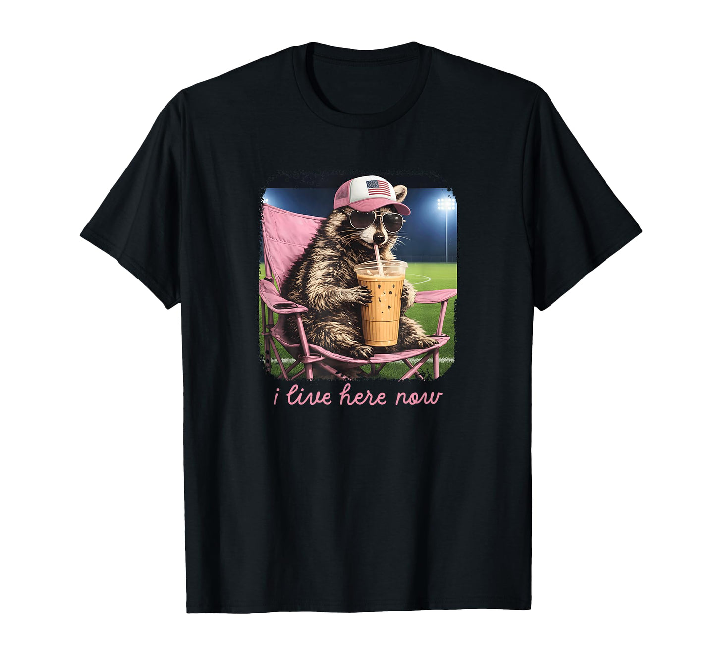 Raccoon Soccer Field Caffeinated Mom T-Shirt - Minimalist Print for Adults - T-Shirt, Sweatshirt, Hoodie