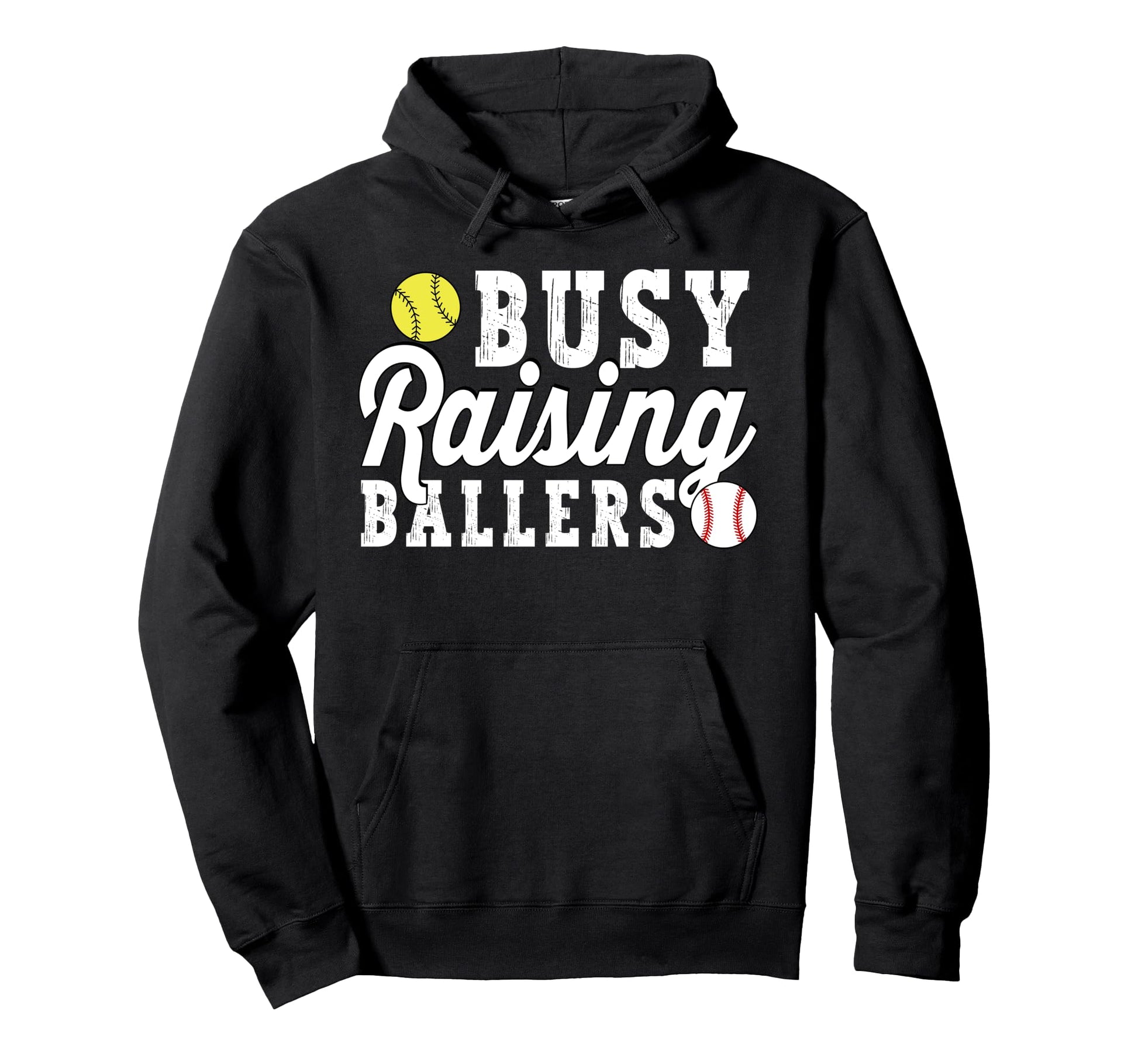 Busy Raising Ballers Baseball Softball Dad Hoodie - Trendy Graphic Unisex - T-Shirt, Sweatshirt, Hoodie