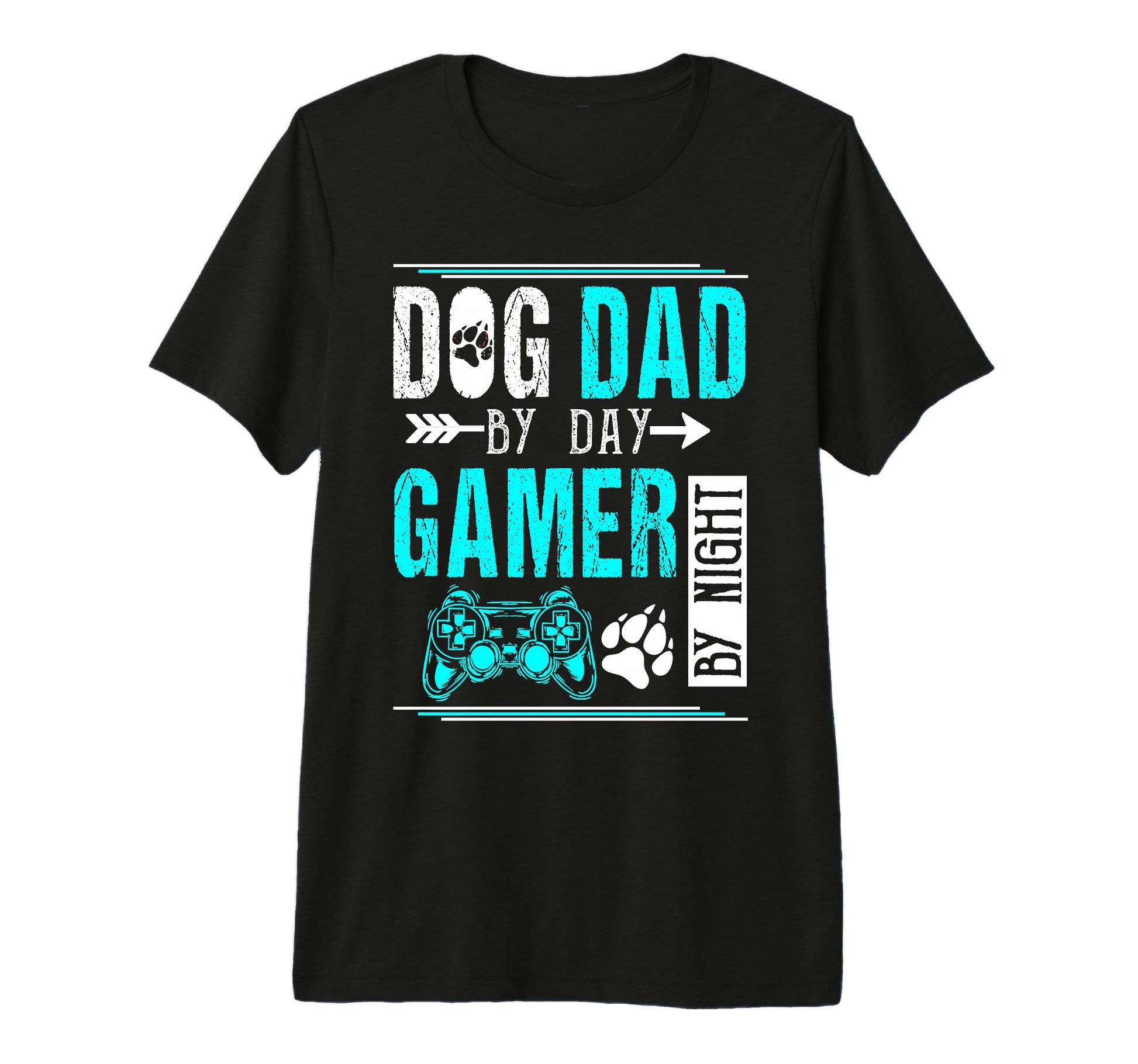 Mens Dog Dad Day Gamer Night Fathers T-Shirt - Custom Art Print for Adults - T-Shirt, Sweatshirt, Hoodie