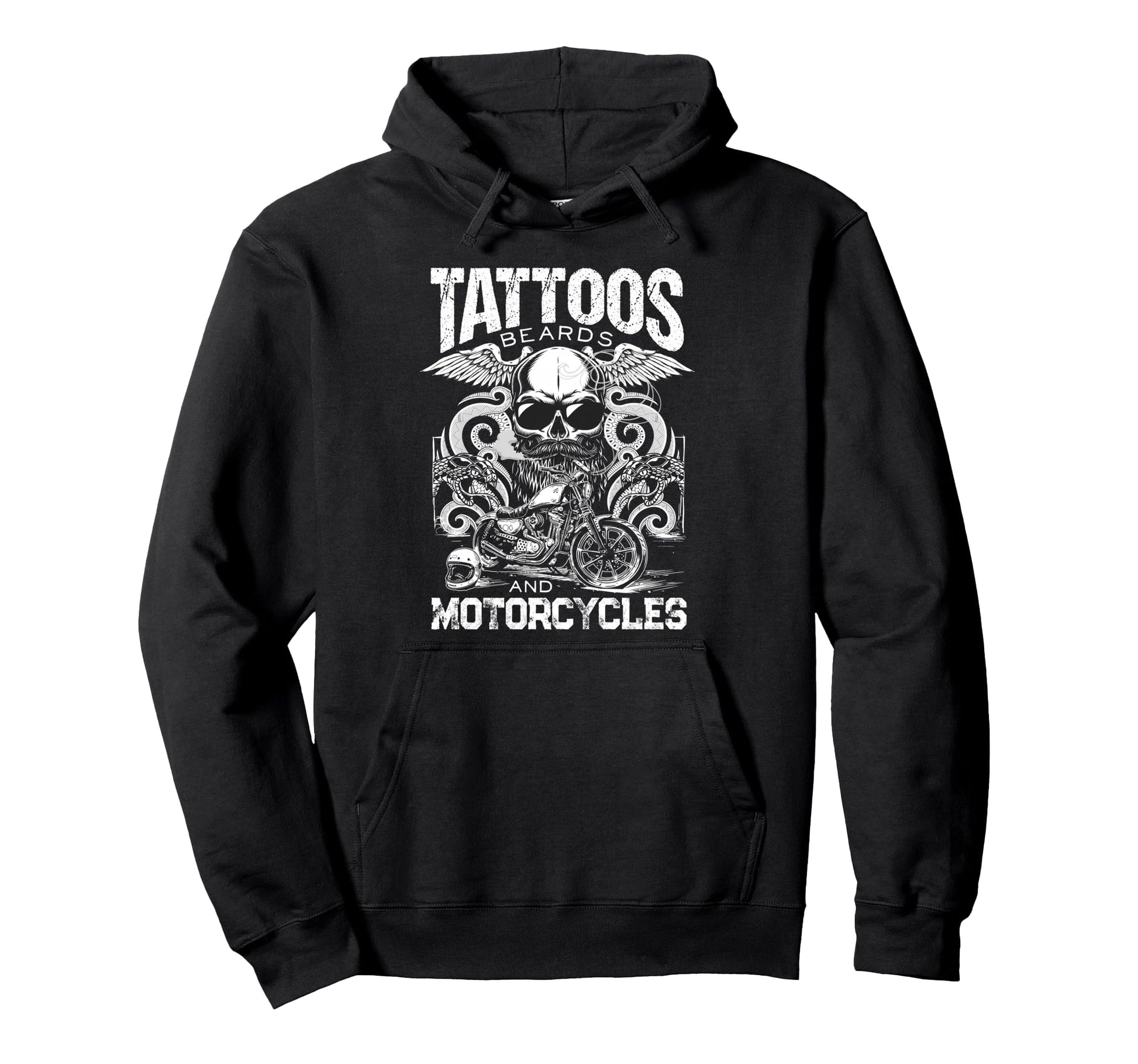 Bearded Tattooed Motorcycle Lover Inked Hoodie - Unique Graphic Men Women - T-Shirt, Sweatshirt, Hoodie