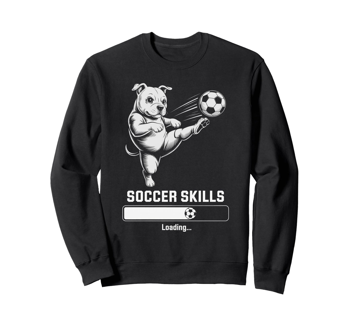 Soccer Pug Skills Loading Dog Sweatshirt - Minimalist Print for Adults - T-Shirt, Sweatshirt, Hoodie