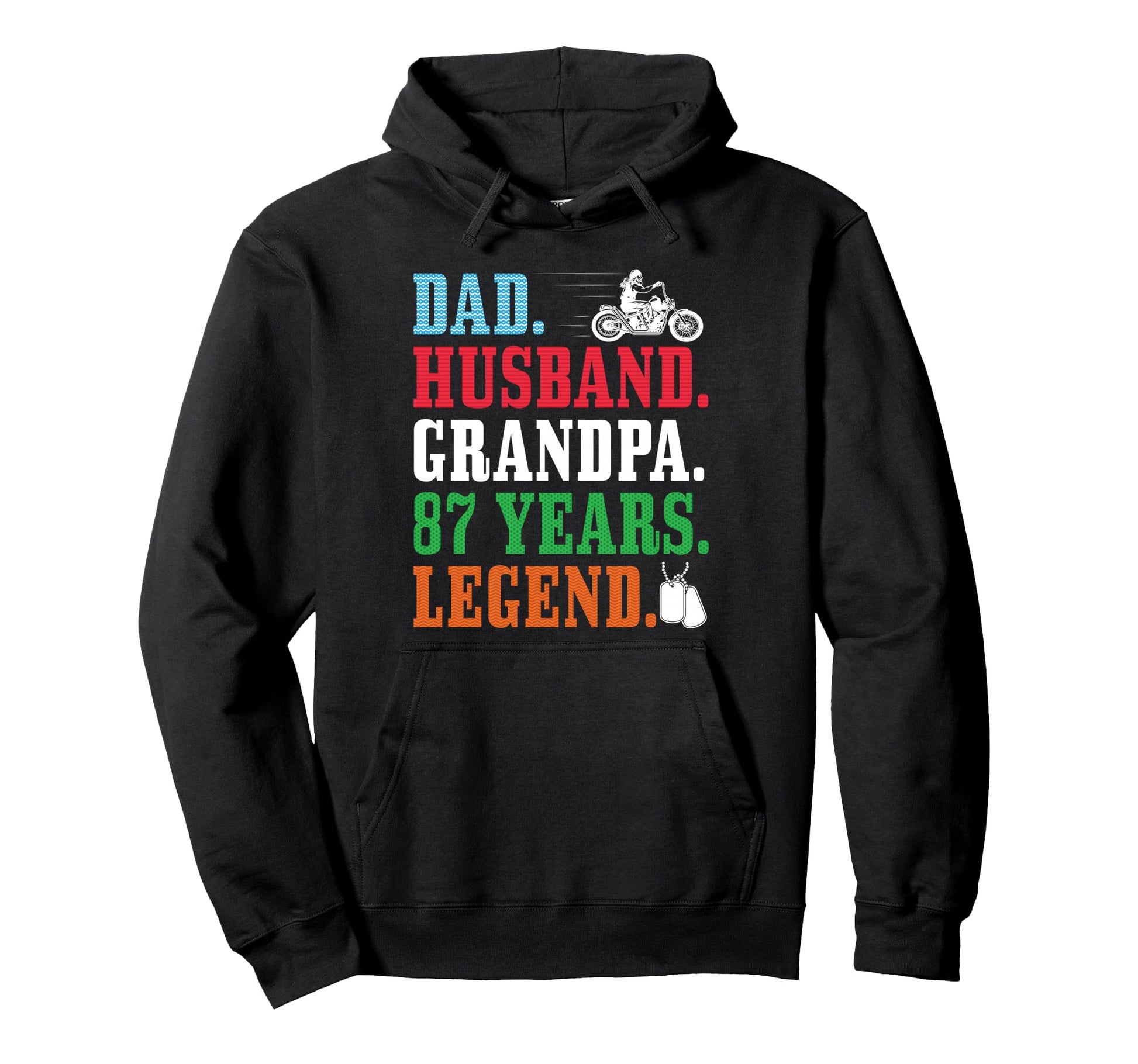 Dad Husband Grandpa 87Th Birthday Biker Hoodie - Unique Graphic Unisex - T-Shirt, Sweatshirt, Hoodie