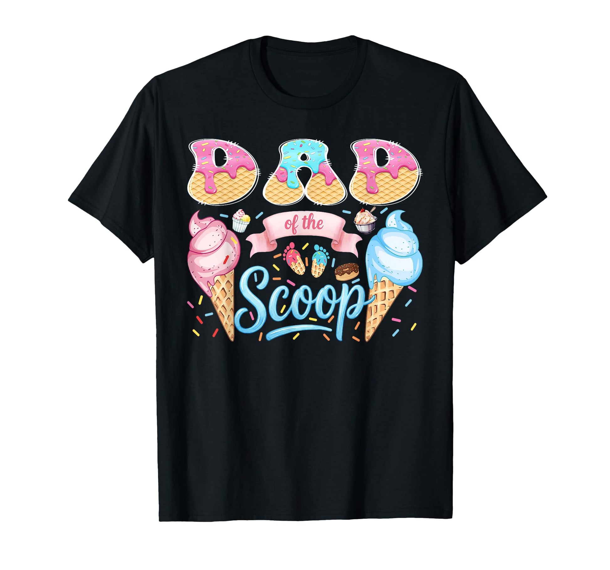 Dad Scoop Ice Cream Gender Reveal T-Shirt - Custom Art Print Men Women - T-Shirt, Sweatshirt, Hoodie