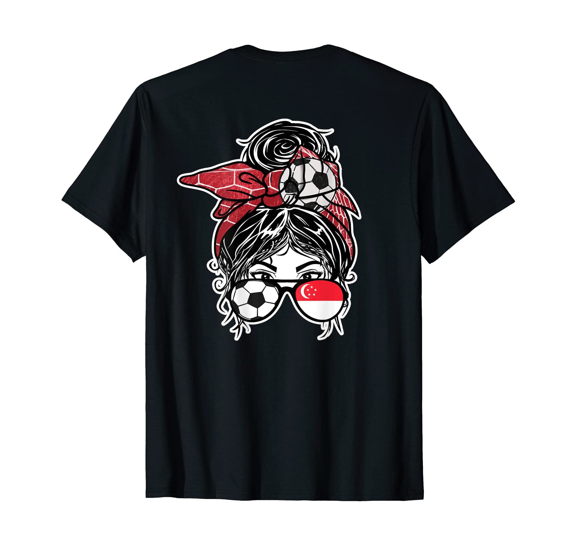 Messy Bun Hair Singaporean Soccer T-Shirt - Fun Novelty Design Unisex - T-Shirt, Sweatshirt, Hoodie