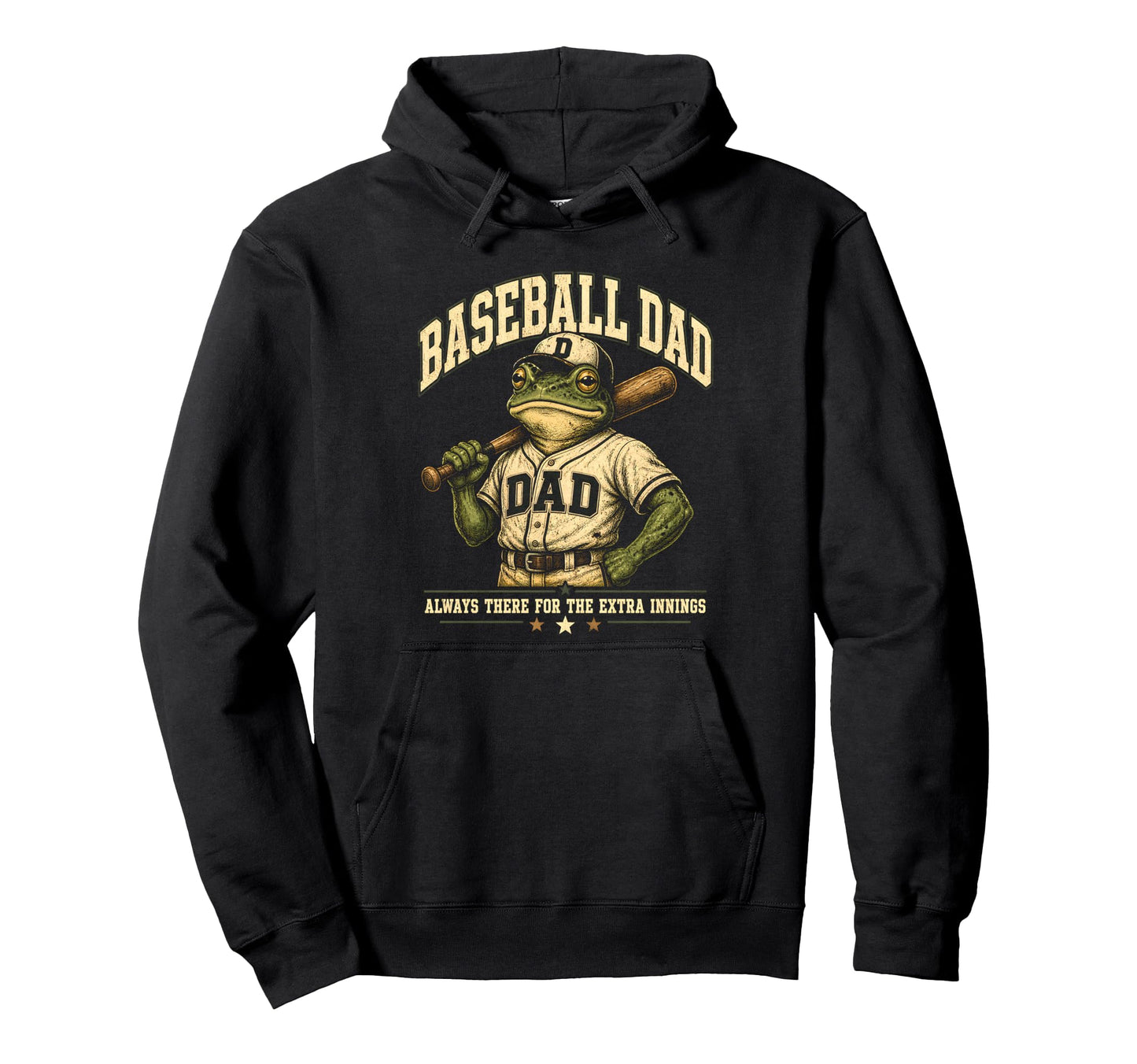 Funny Baseball Dad Frog Extra Innings Father Hoodie - Graphic Print Unisex - T-Shirt, Sweatshirt, Hoodie
