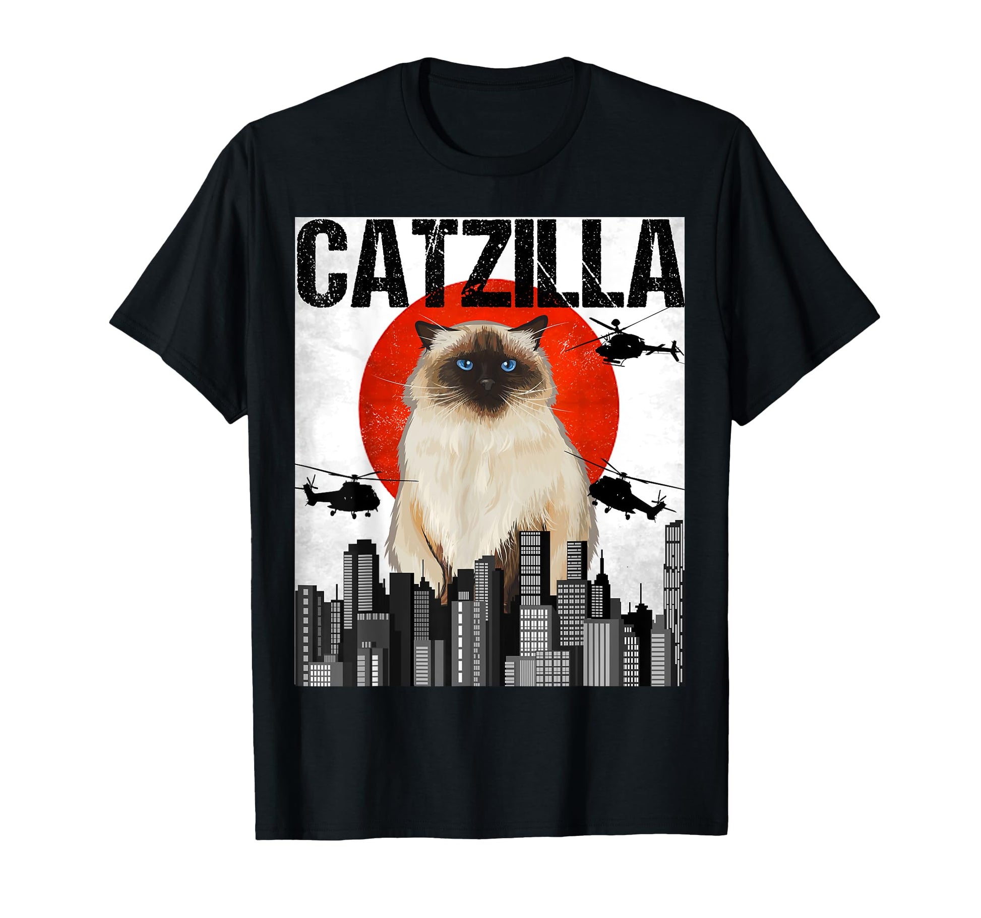 Funny Japanese Catzilla Himalayan Cat T-Shirt - Minimalist Print Unisex - T-Shirt, Sweatshirt, Hoodie