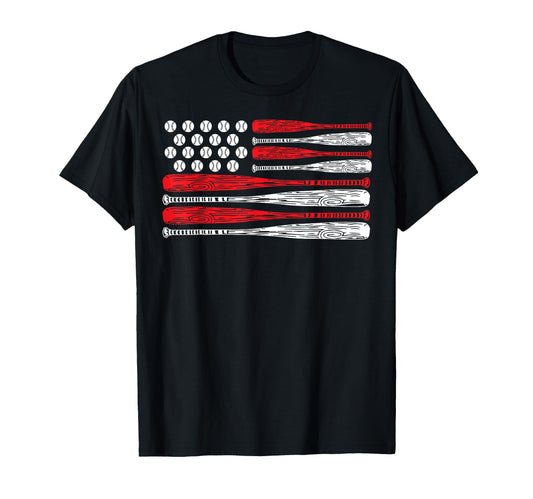 Baseball U S American Flag July T-Shirt - Casual Everyday Wear Men Women - T-Shirt, Sweatshirt, Hoodie