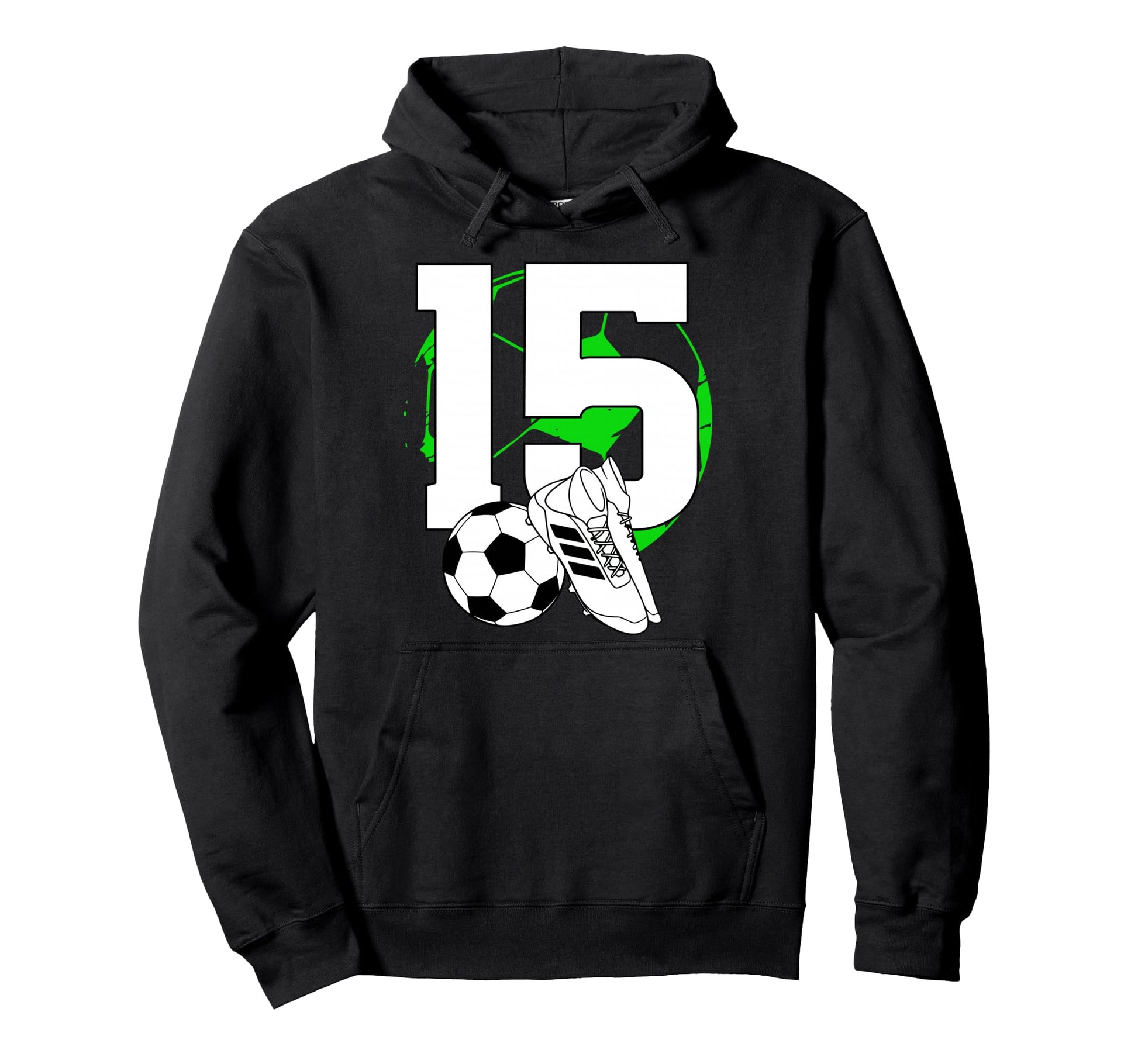 15Th Birthday Soccer Player Football 15 Hoodie - Graphic Print for Adults - T-Shirt, Sweatshirt, Hoodie