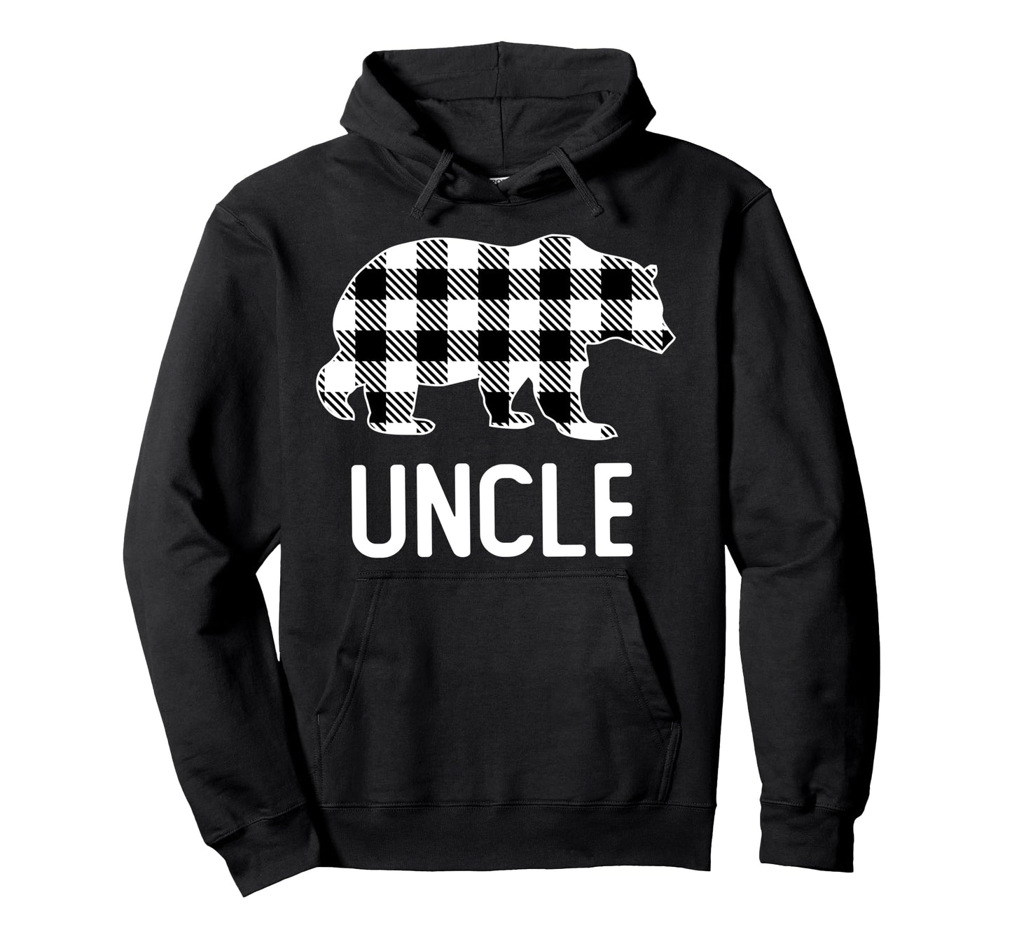 Uncle Bear Grey Buffalo Plaid Hoodie - Casual Everyday Wear Men Women - T-Shirt, Sweatshirt, Hoodie