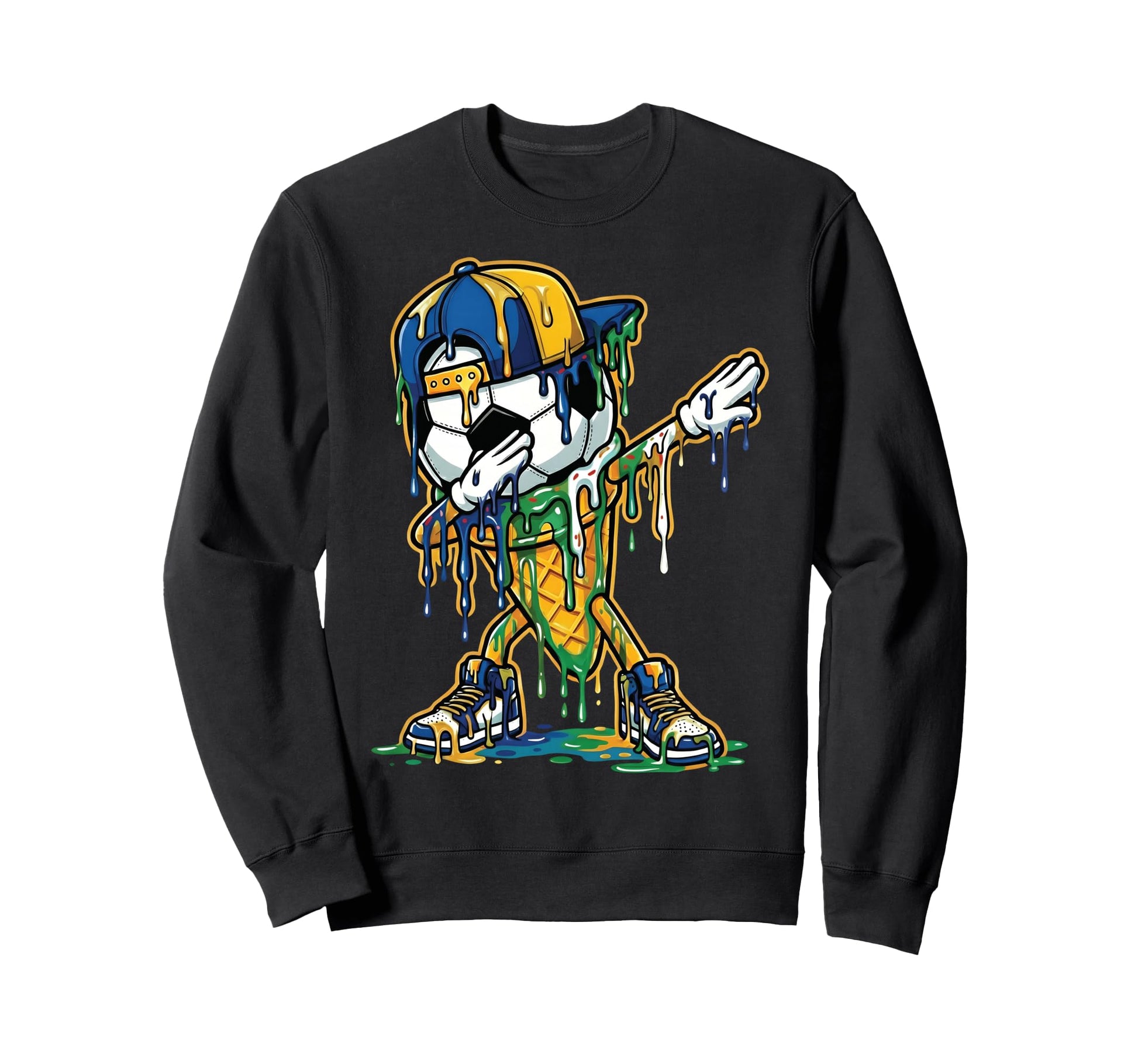 Soccer Ice Cream Dripping Dabbing Sweatshirt - Unique Graphic Unisex - T-Shirt, Sweatshirt, Hoodie