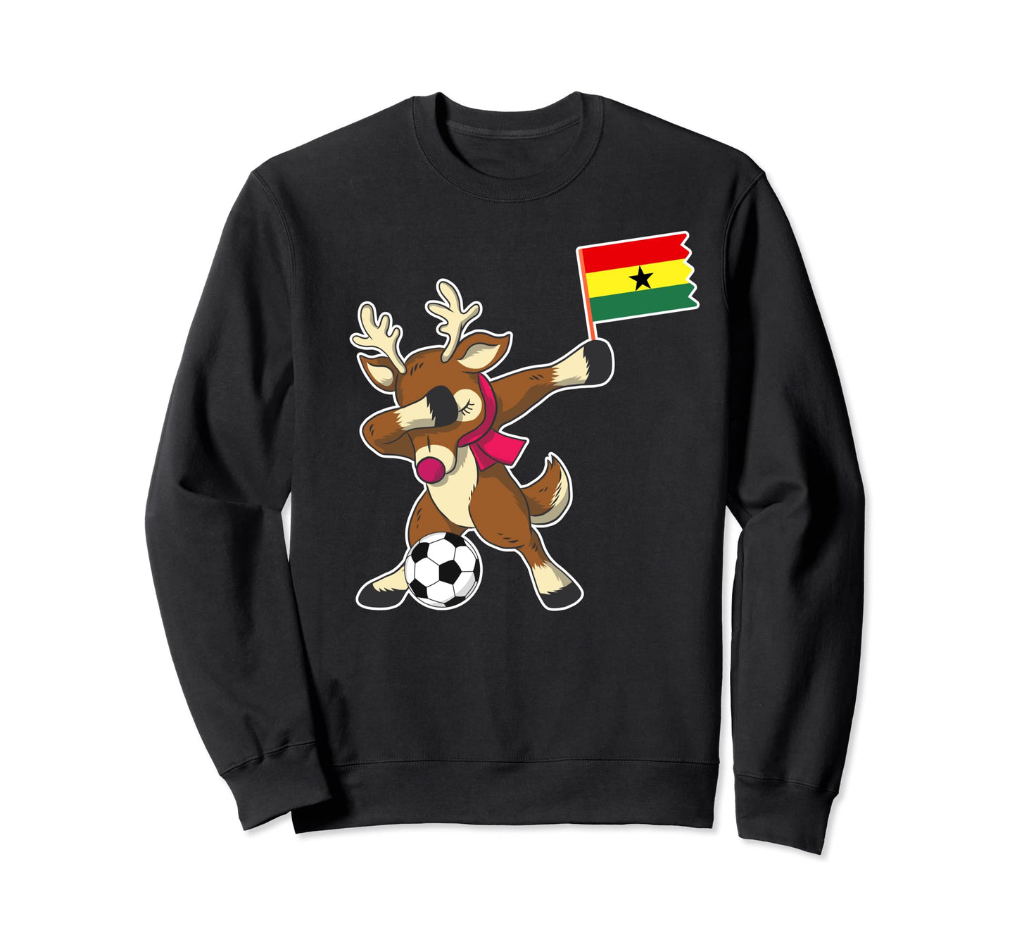 Soccer Ghanaian Flag Reindeer Ghana Sweatshirt - Aesthetic Graphic Unisex - T-Shirt, Sweatshirt, Hoodie
