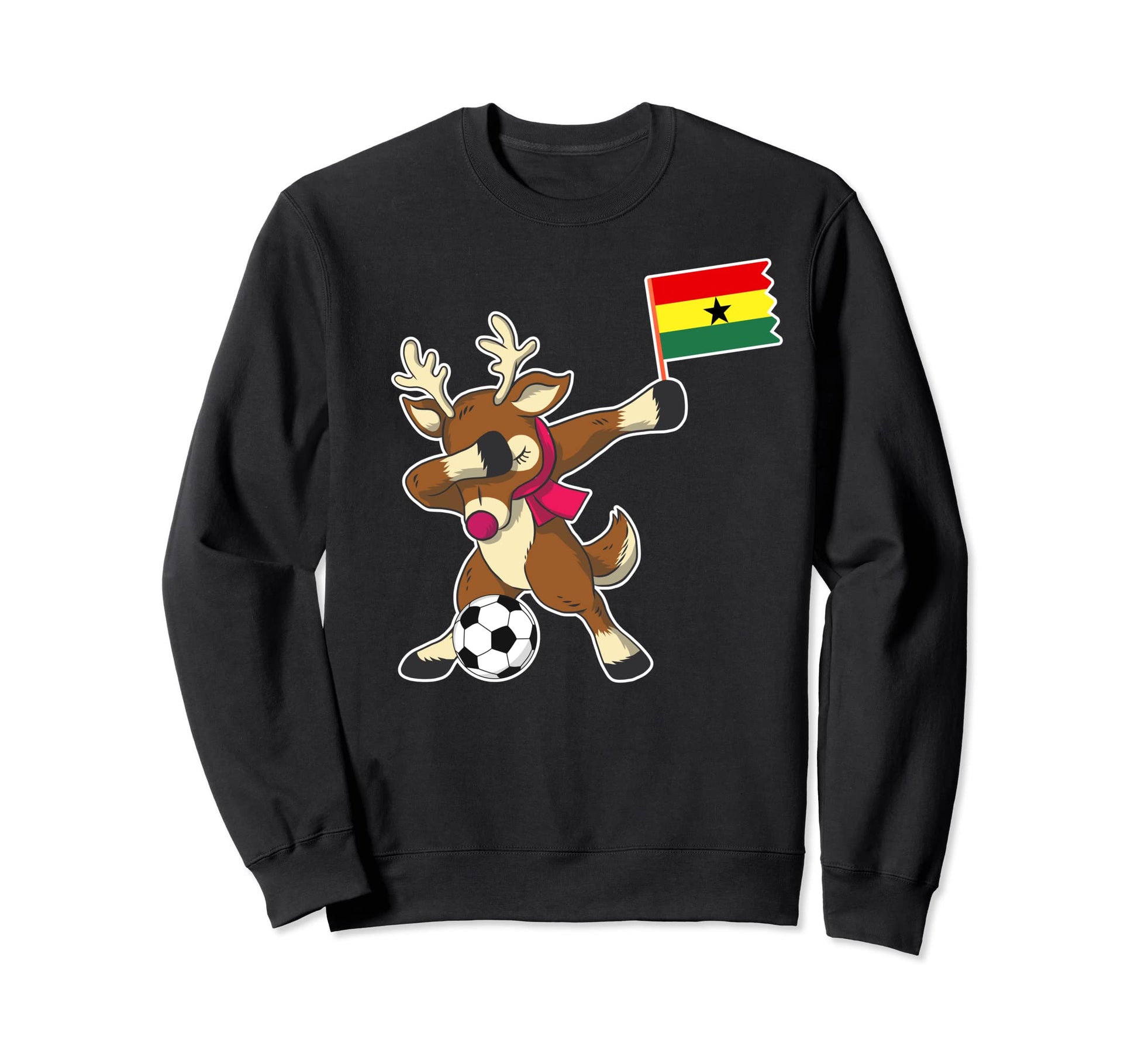 Soccer Ghanaian Flag Reindeer Ghana Sweatshirt - Aesthetic Graphic Unisex - T-Shirt, Sweatshirt, Hoodie