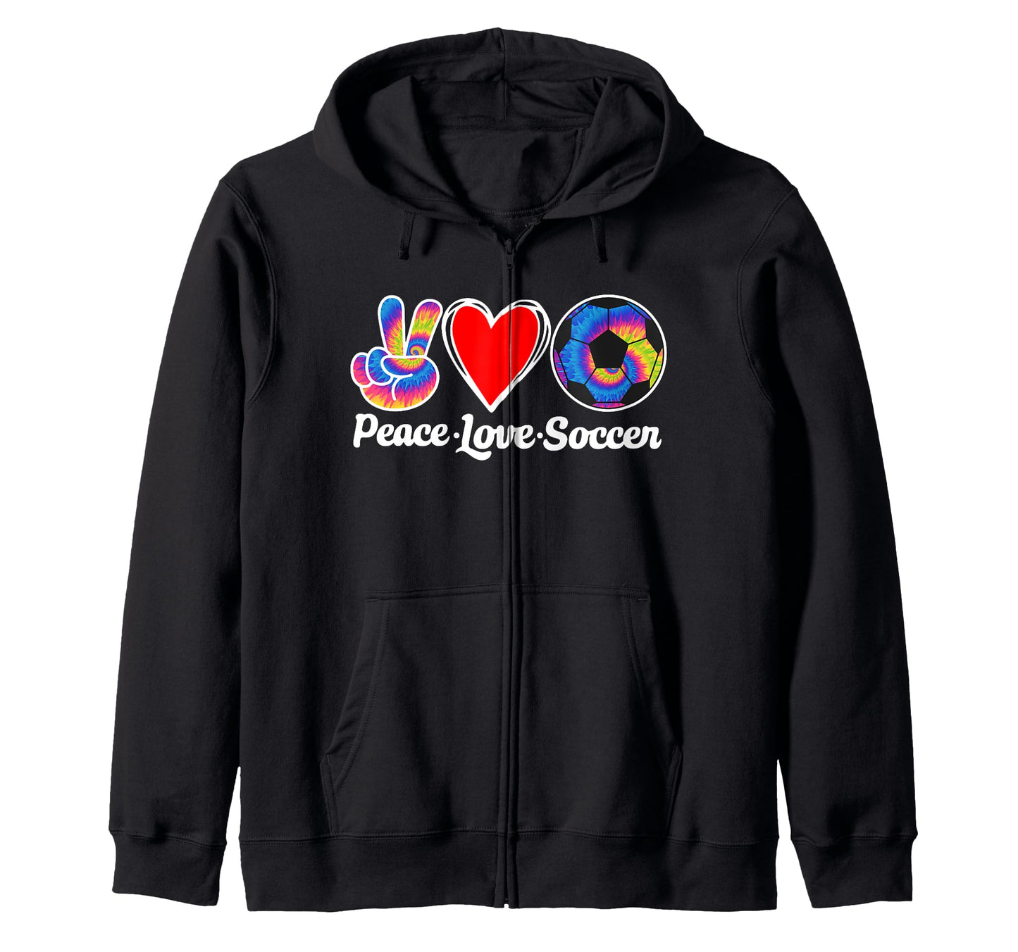 Peace Love Soccer Heart Ball Gift Love Hoodie - Novelty Apparel Unisex - T-Shirt, Sweatshirt, Hoodie