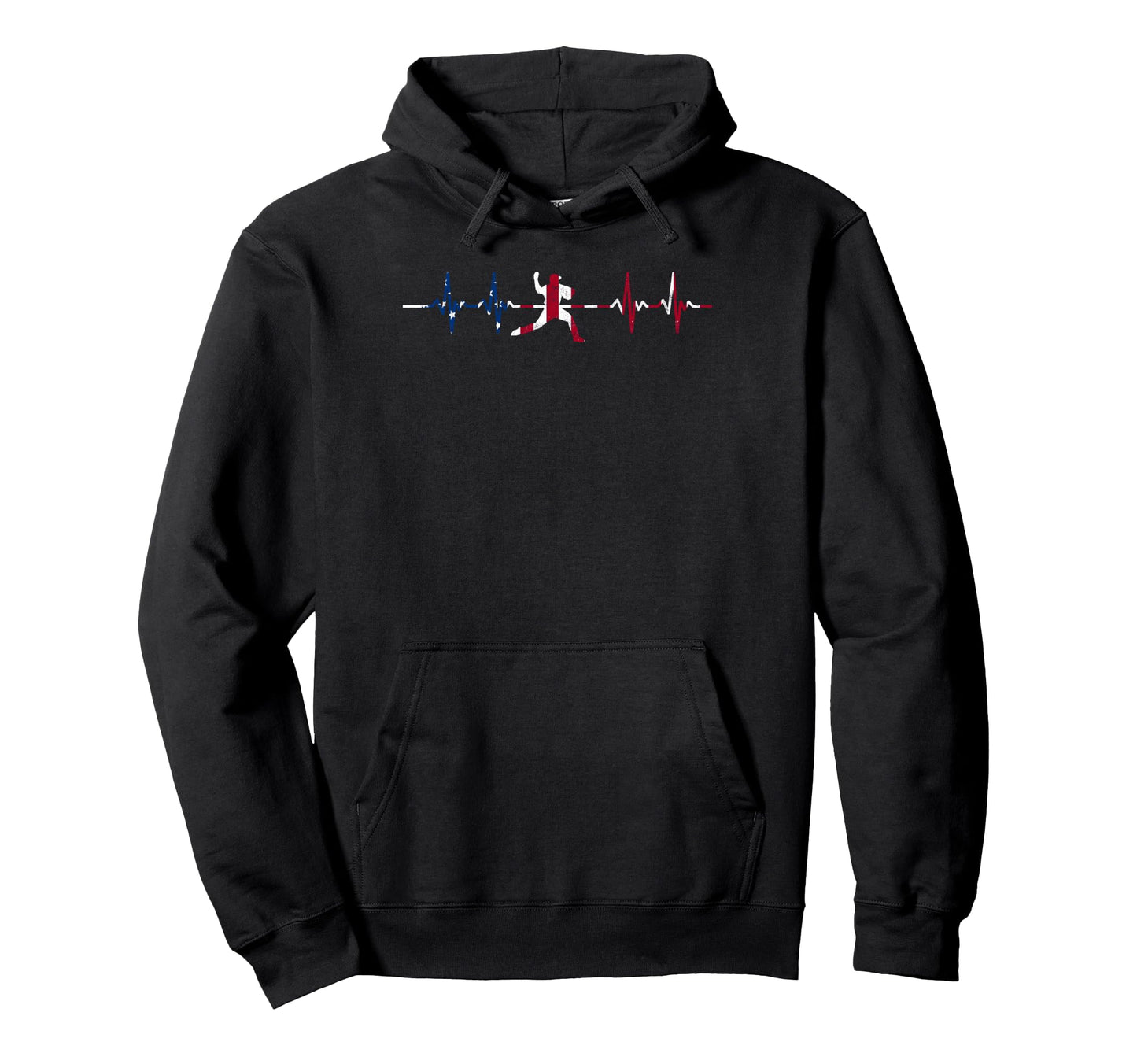 Baseball Heartbeat Us Flag Player Coach Hoodie - Unique Graphic Men Women - T-Shirt, Sweatshirt, Hoodie