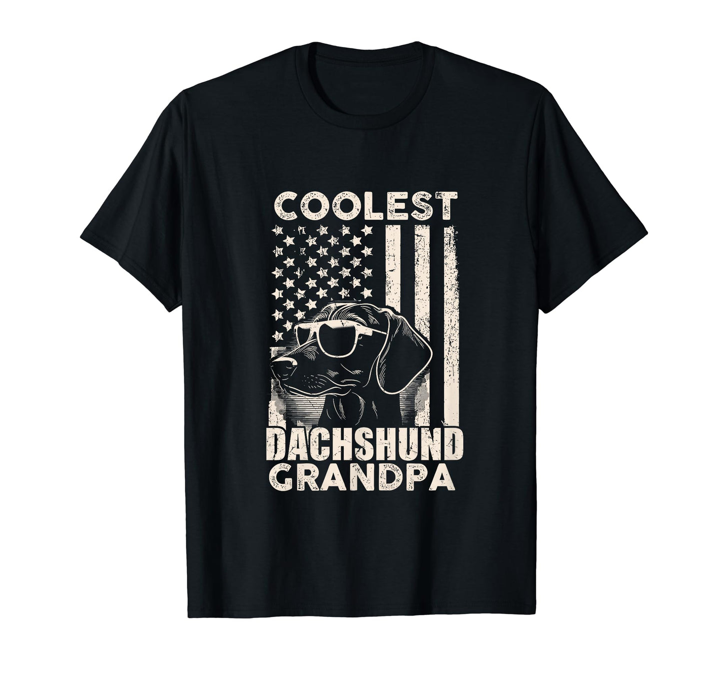 Coolest Dachshund Grandpa American Flag T-Shirt - Aesthetic Graphic Unisex - T-Shirt, Sweatshirt, Hoodie