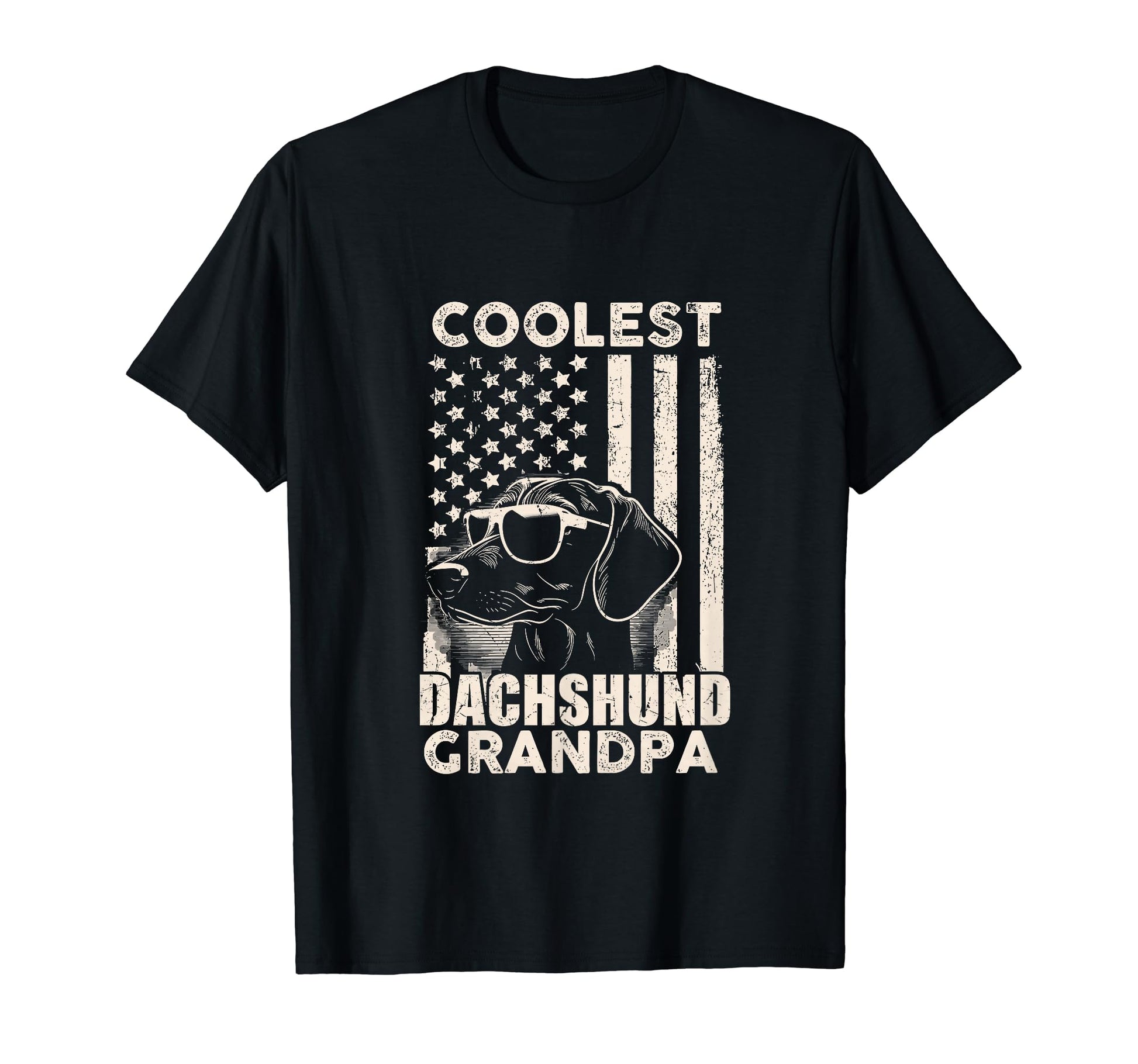 Coolest Dachshund Grandpa American Flag T-Shirt - Aesthetic Graphic Unisex - T-Shirt, Sweatshirt, Hoodie
