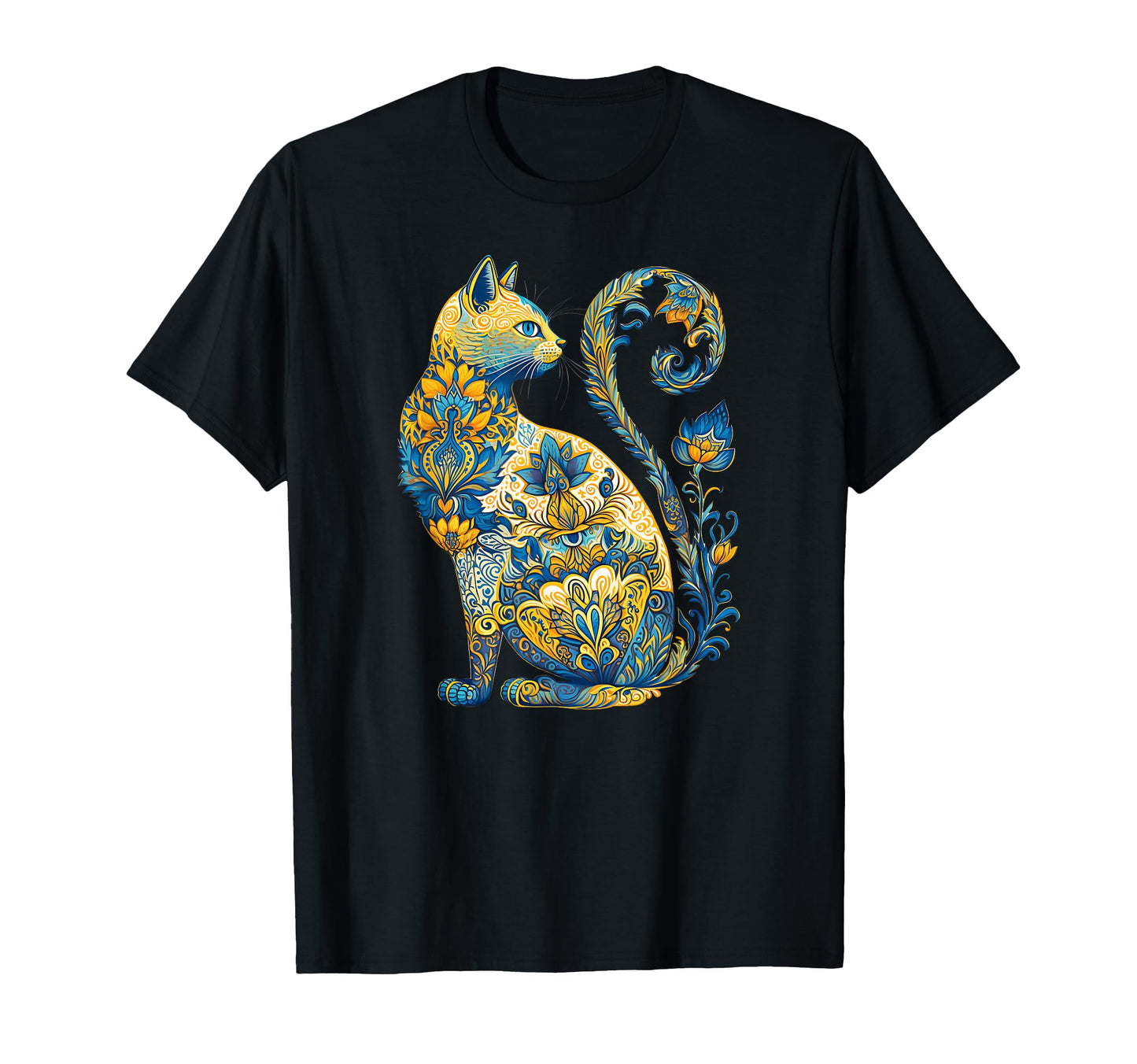Ukrainian Cat Floral Ukraine Flag T-Shirt - Aesthetic Graphic for Adults - T-Shirt, Sweatshirt, Hoodie