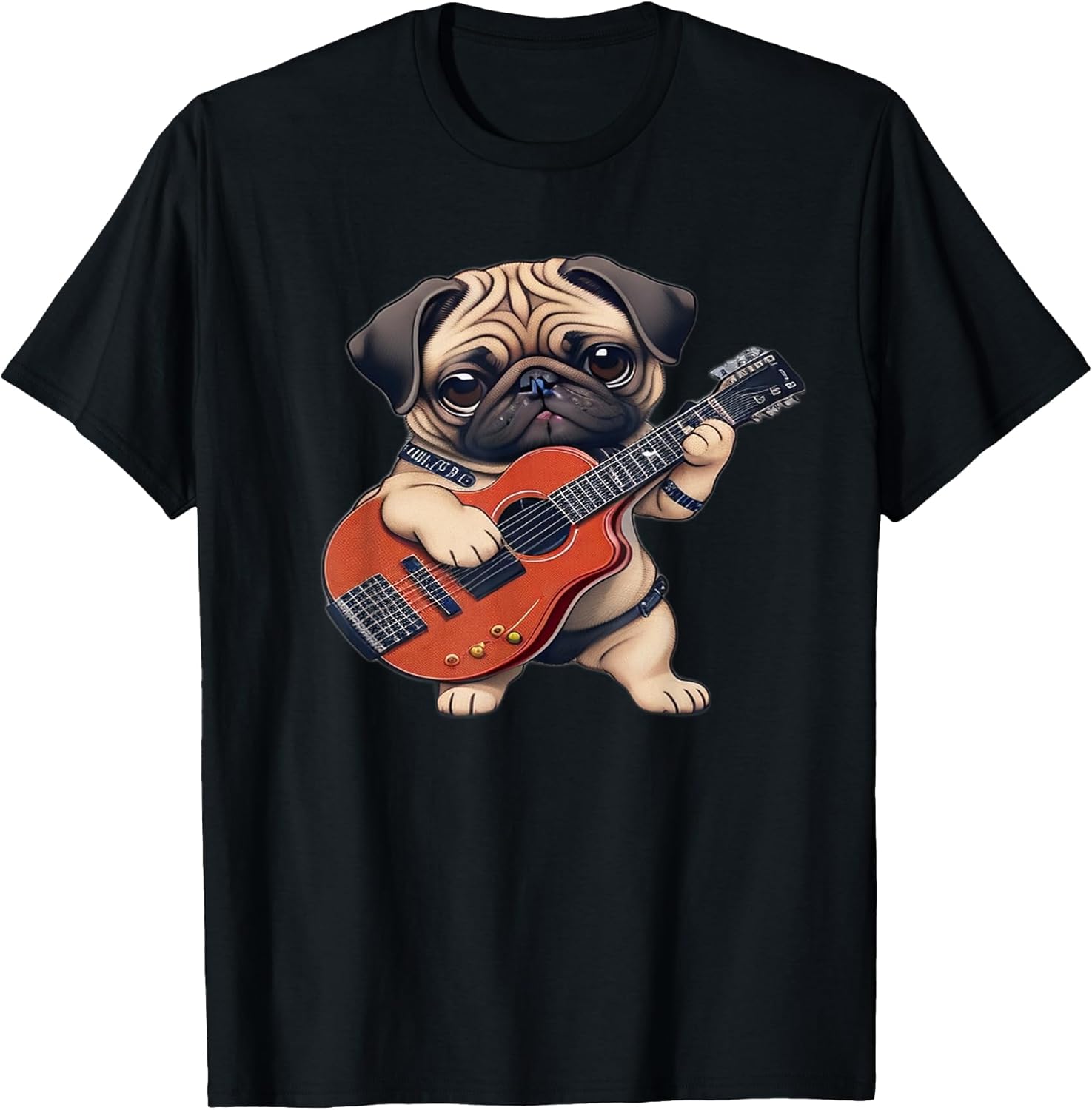 Guitar Playing Pug Merch Pug Lover Guitar Player Unisex T-shirt, Sweatshirt, Hoodie, Long Sleeve Tee - T-Shirt, Sweatshirt, Hoodie